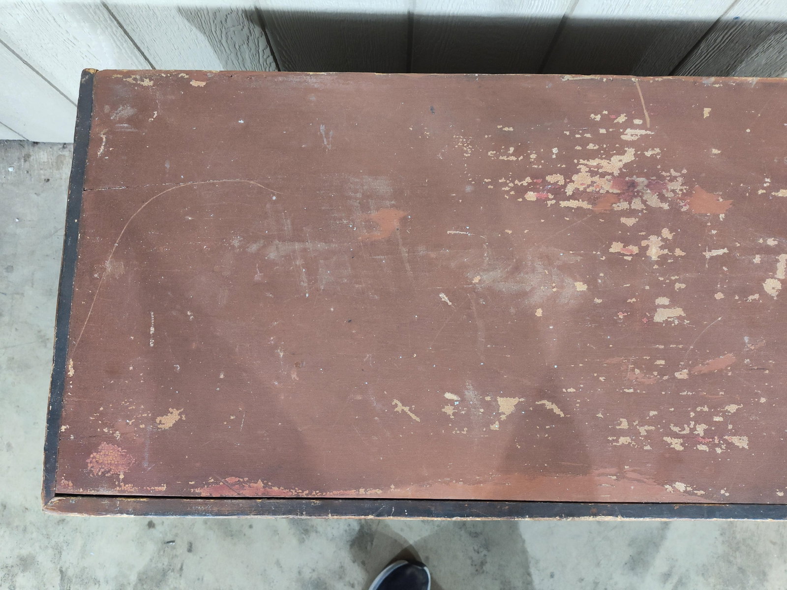 Early Sq Nailed Painted Footed Chest - 5