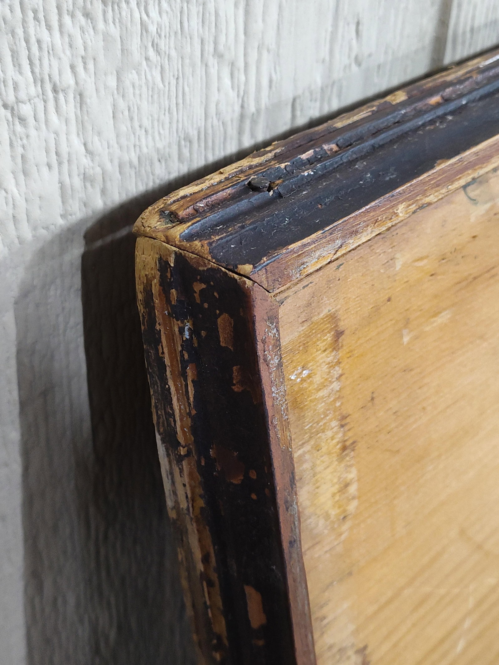 Early Sq Nailed Painted Footed Chest - 8
