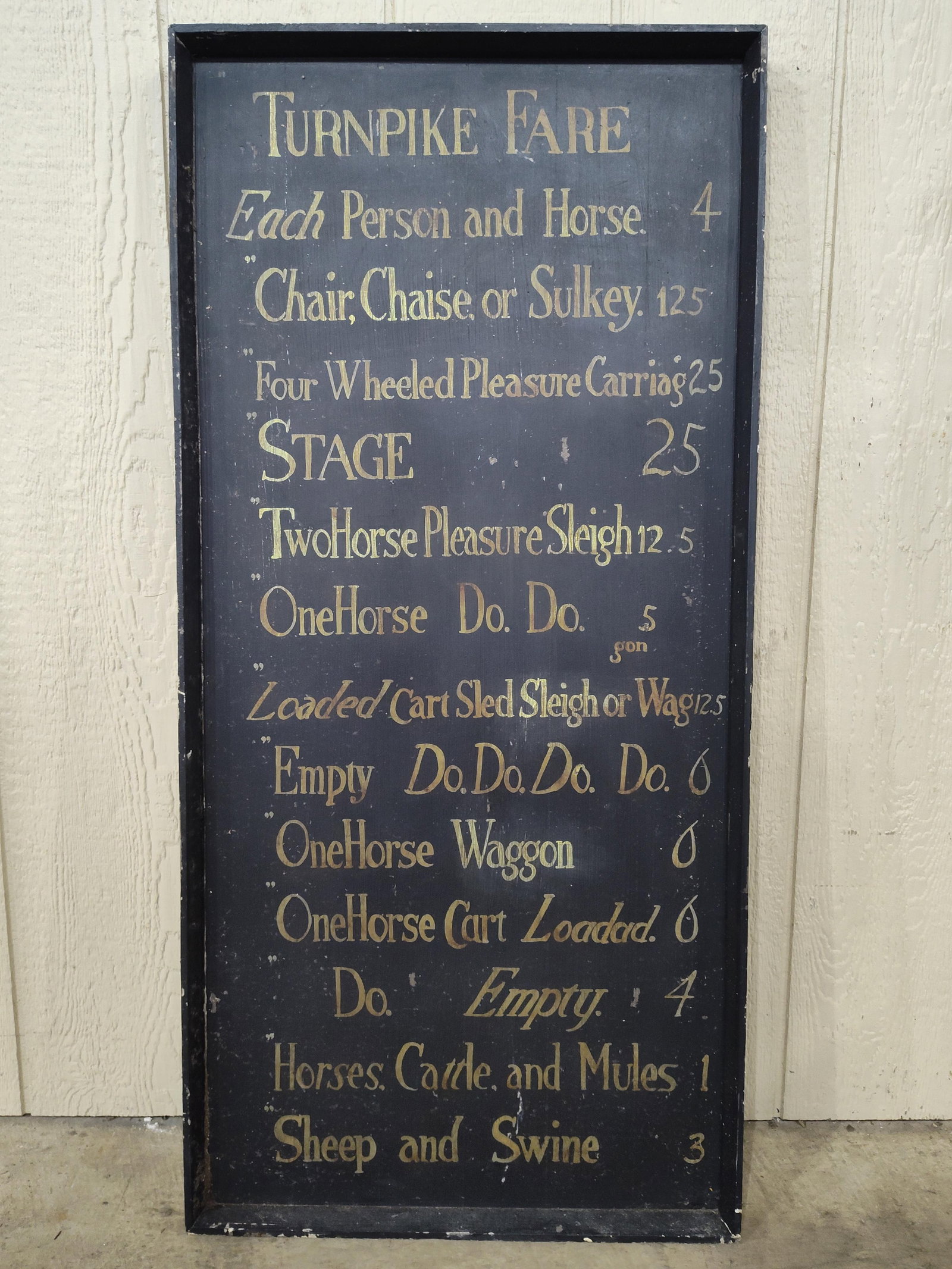 Hand-Painted Turnpike Fare Wooden Sign (1 of 4)