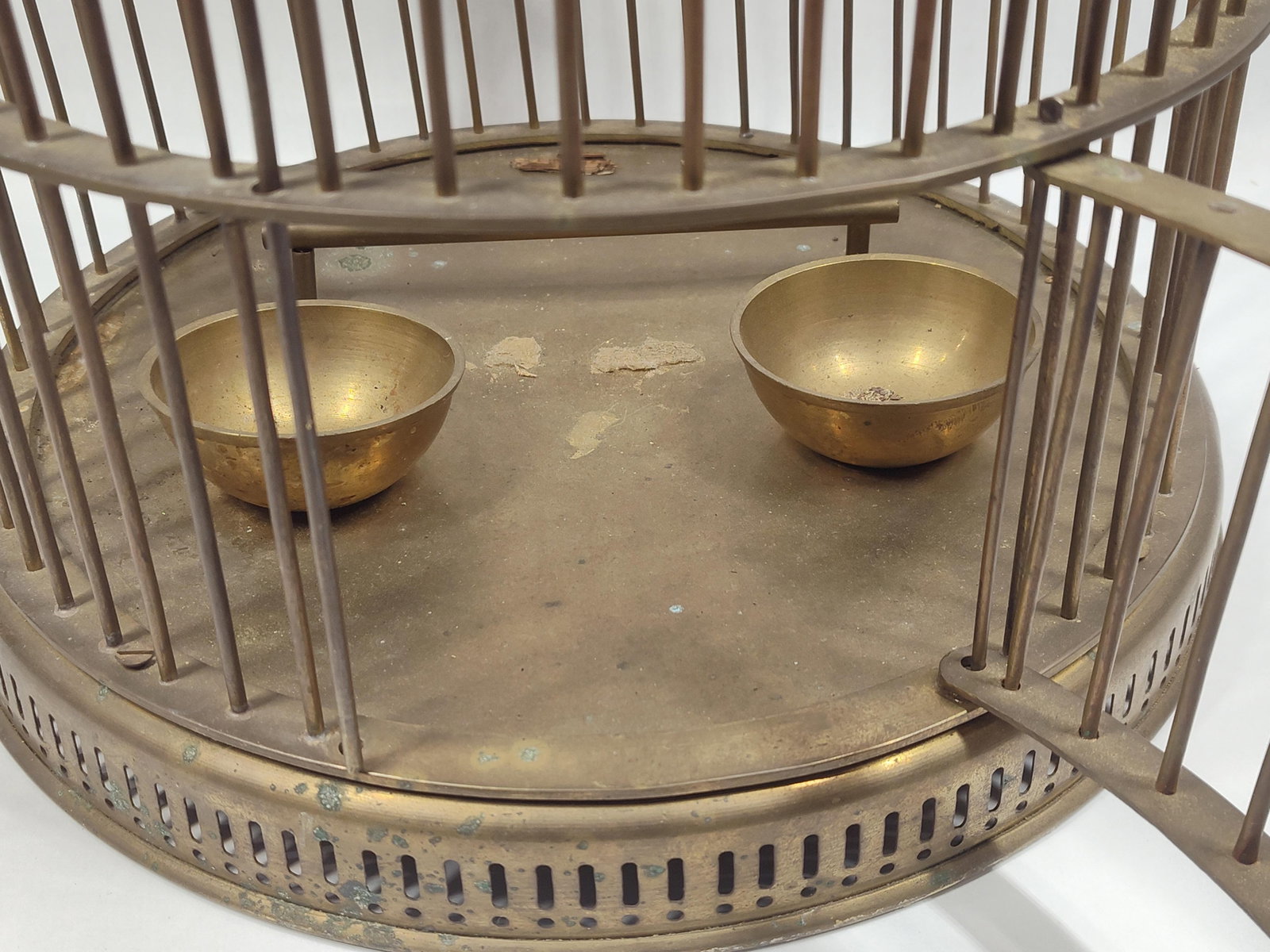 Brass Bird Cage with Perch - 3