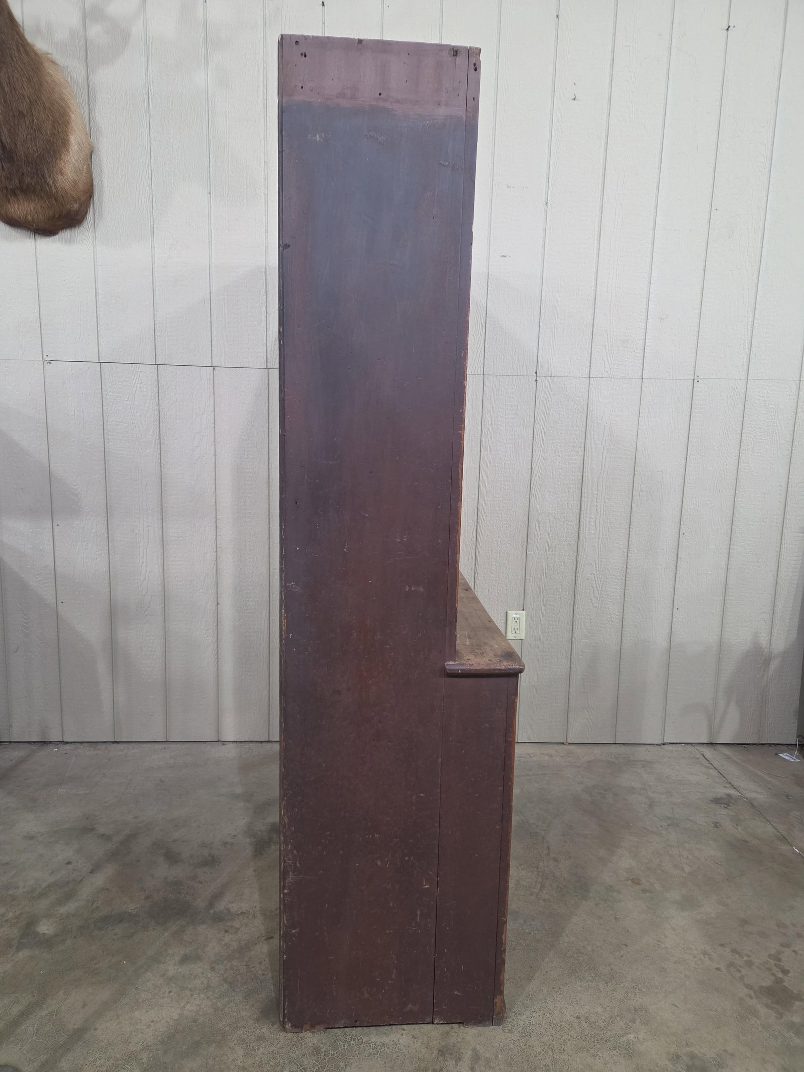 Outstanding Primitive Red Painted Stepback Cupboard - 14