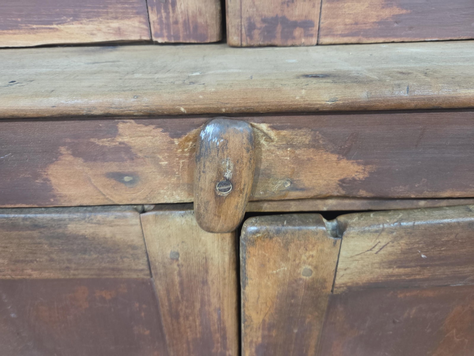 Outstanding Primitive Red Painted Stepback Cupboard - 9