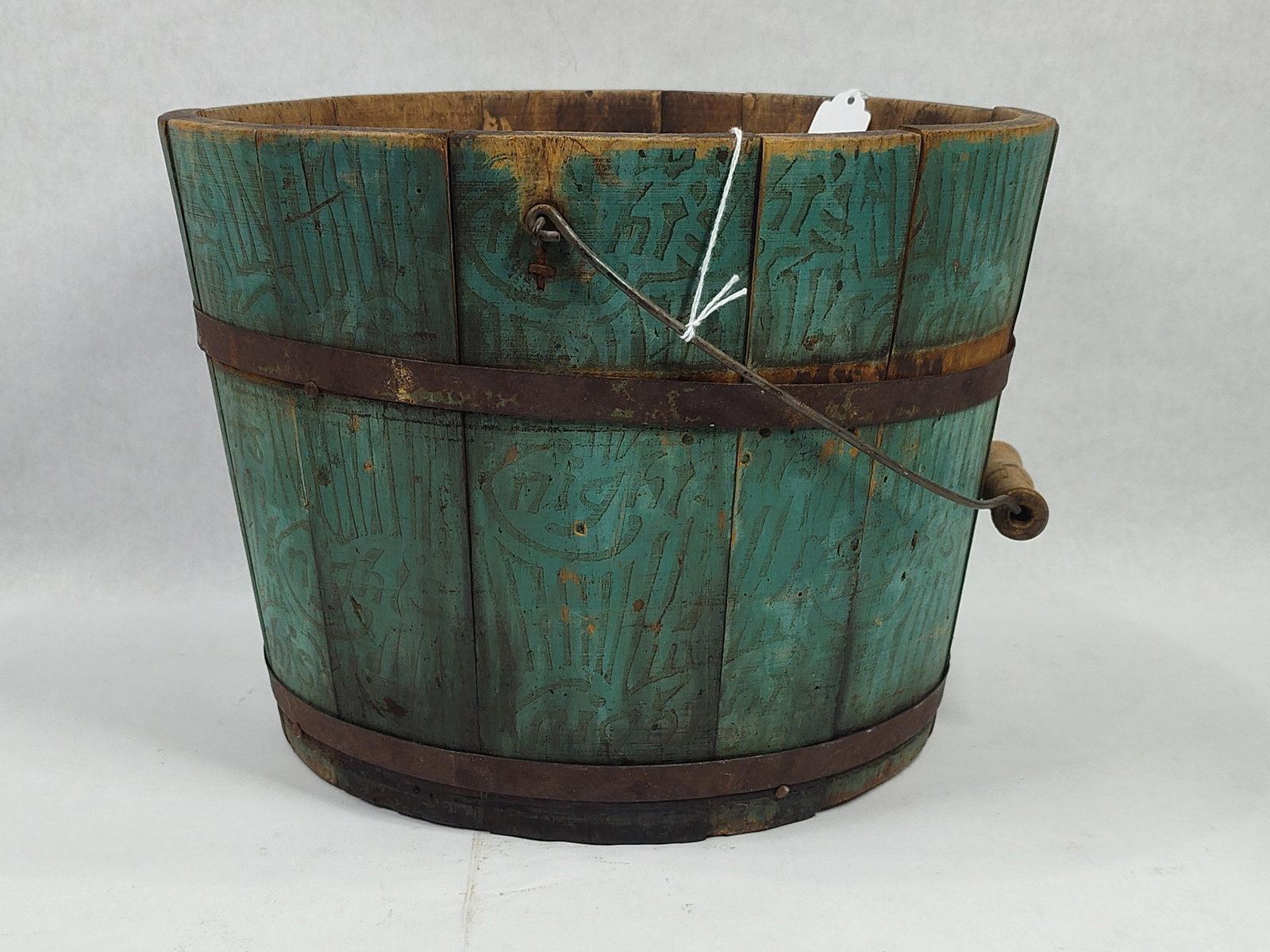 Great Primitive Blue Painted Bucket - 2