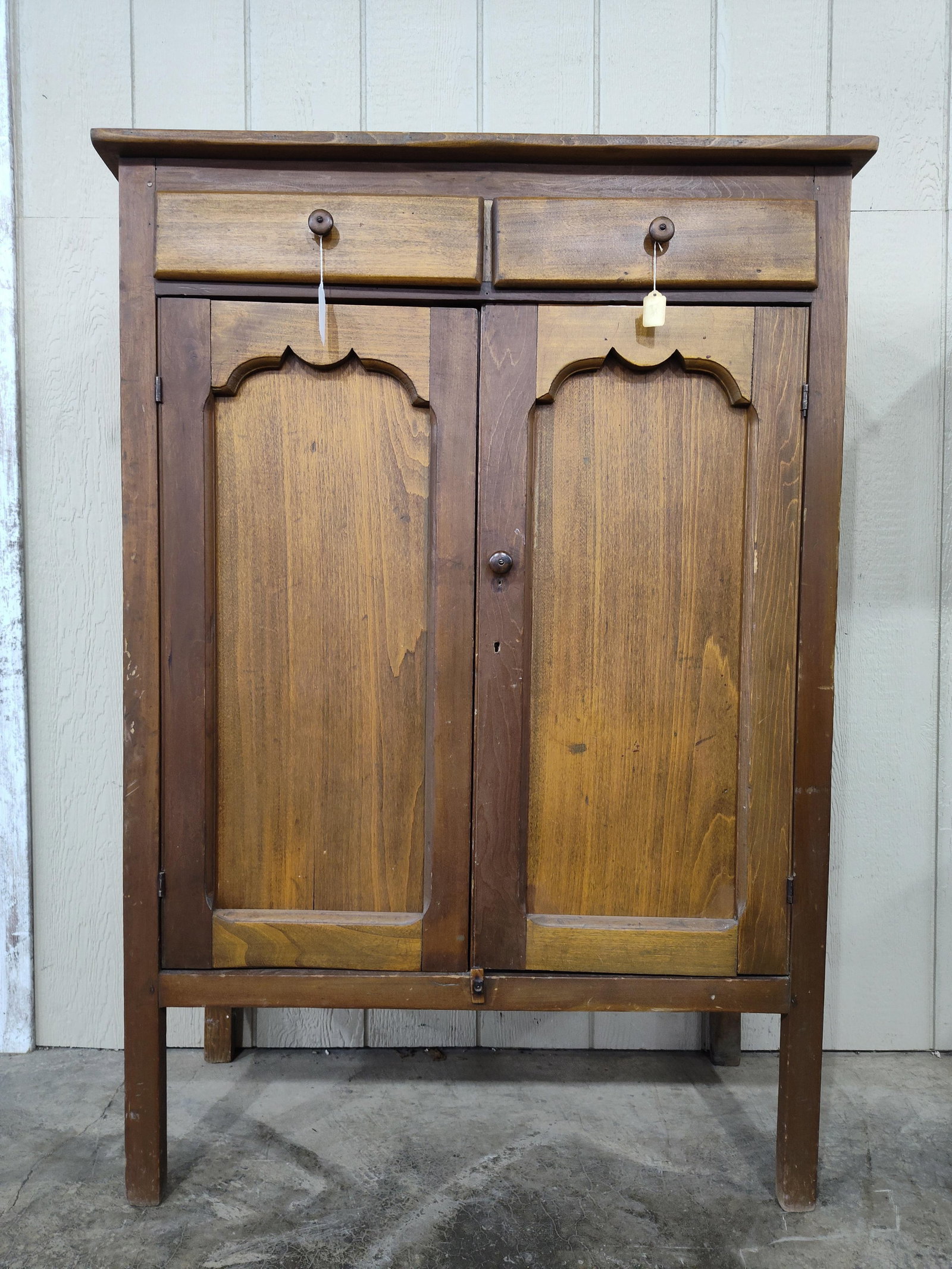 American 6-Panel Punched Tin Pie Safe: 38.5in wide 17in deep 55.5in tall.