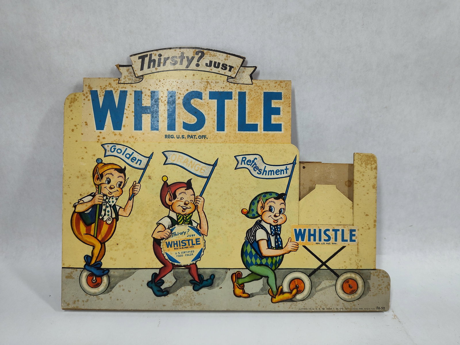 1948 Whistle Soda cardboard easelback sign (1 of 5)