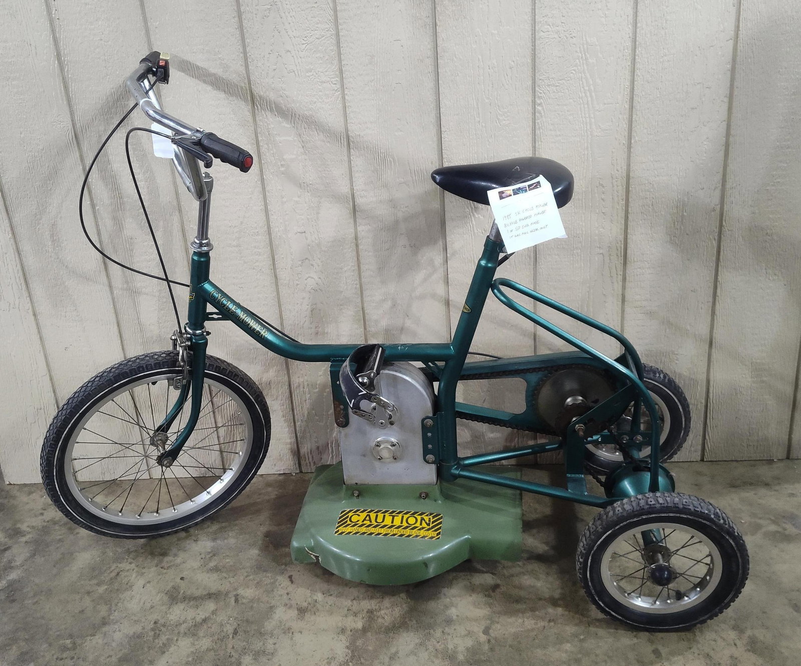 1985 SK 3-speed Cycle Mower (1 of 50 made): This is a bicycle powered mower. 1 of 50 ever made and was mail order only. Is in great original condition and functions as it should.