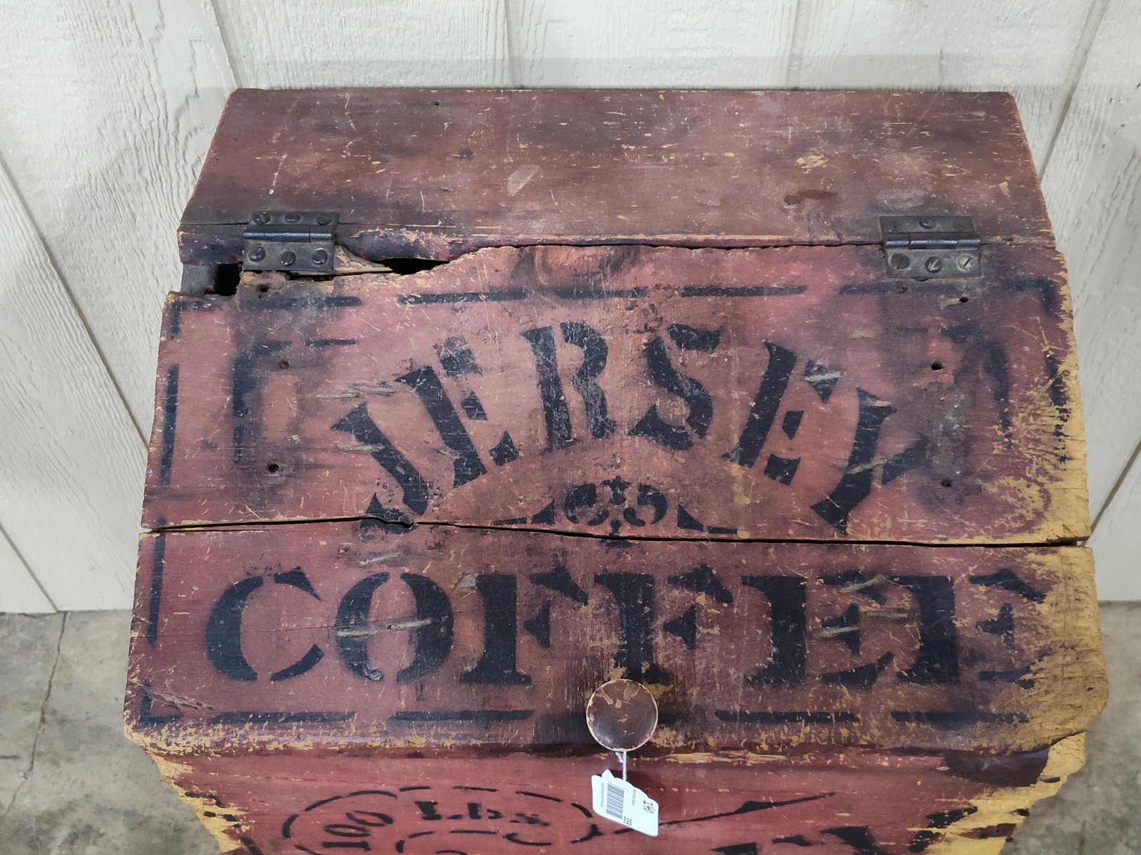 Primitive Painted Jersey Coffee Bin - 2