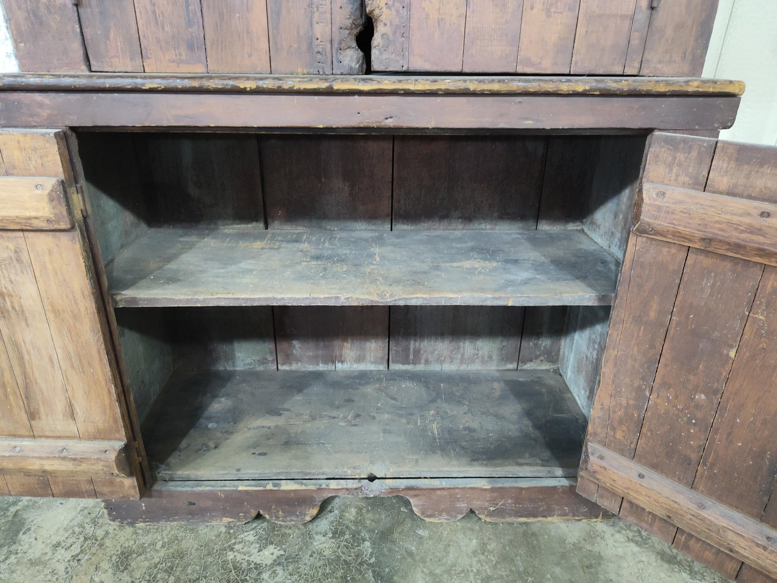 Early Primitive Sq Nailed Stepback Cupboard - 5