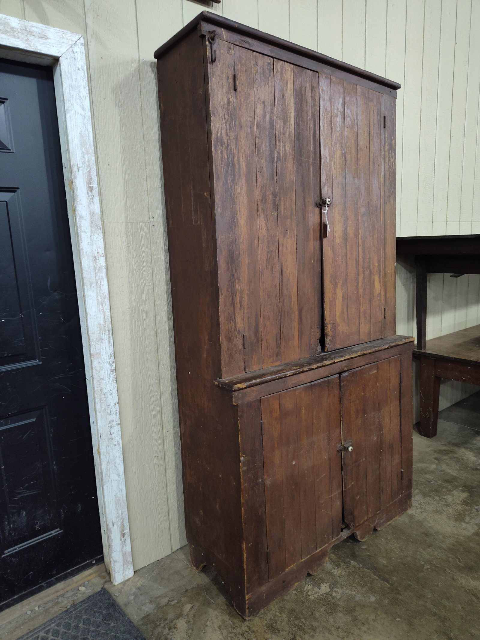 Early Primitive Sq Nailed Stepback Cupboard - 6