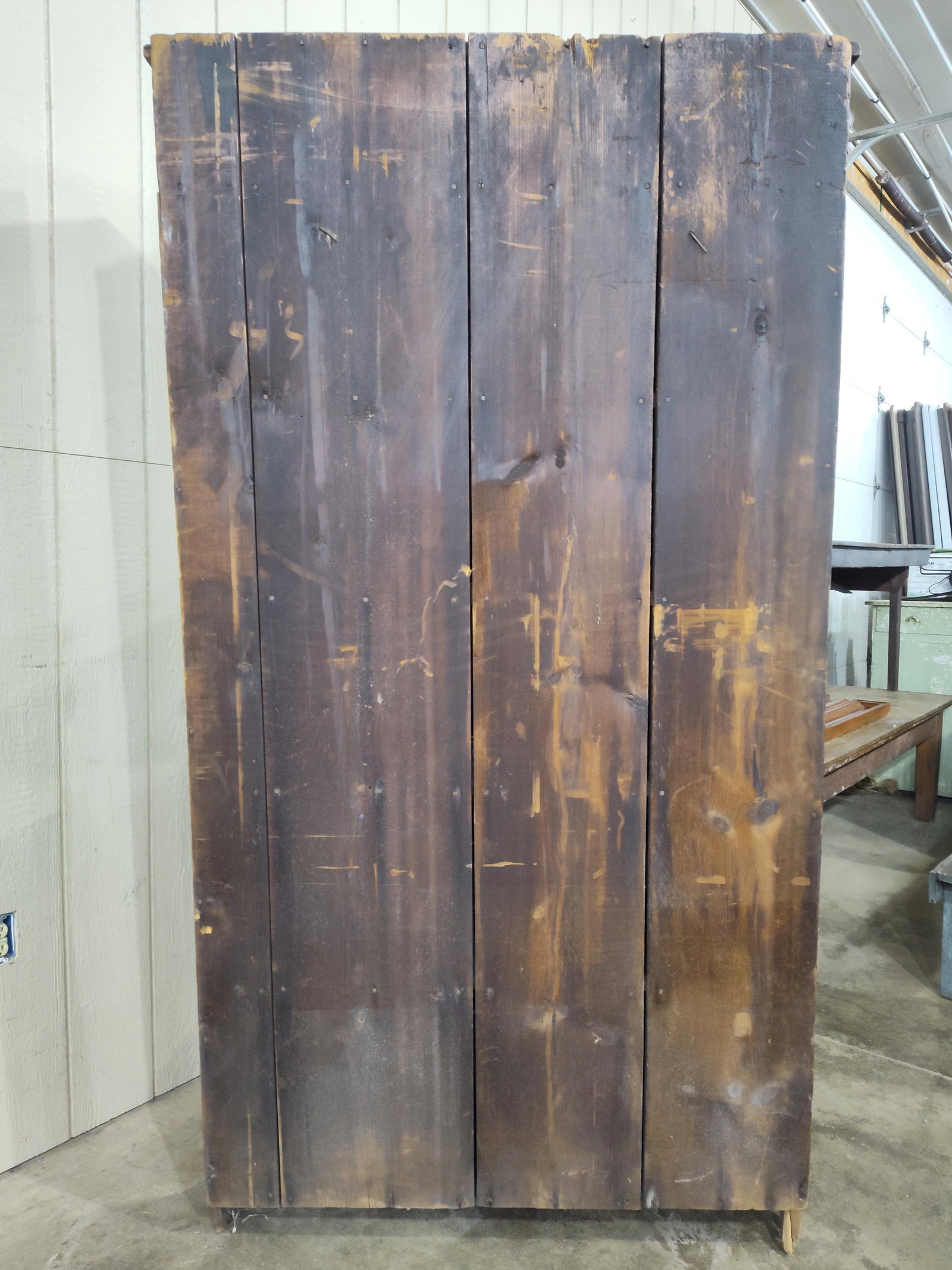 Early Primitive Sq Nailed Stepback Cupboard - 9