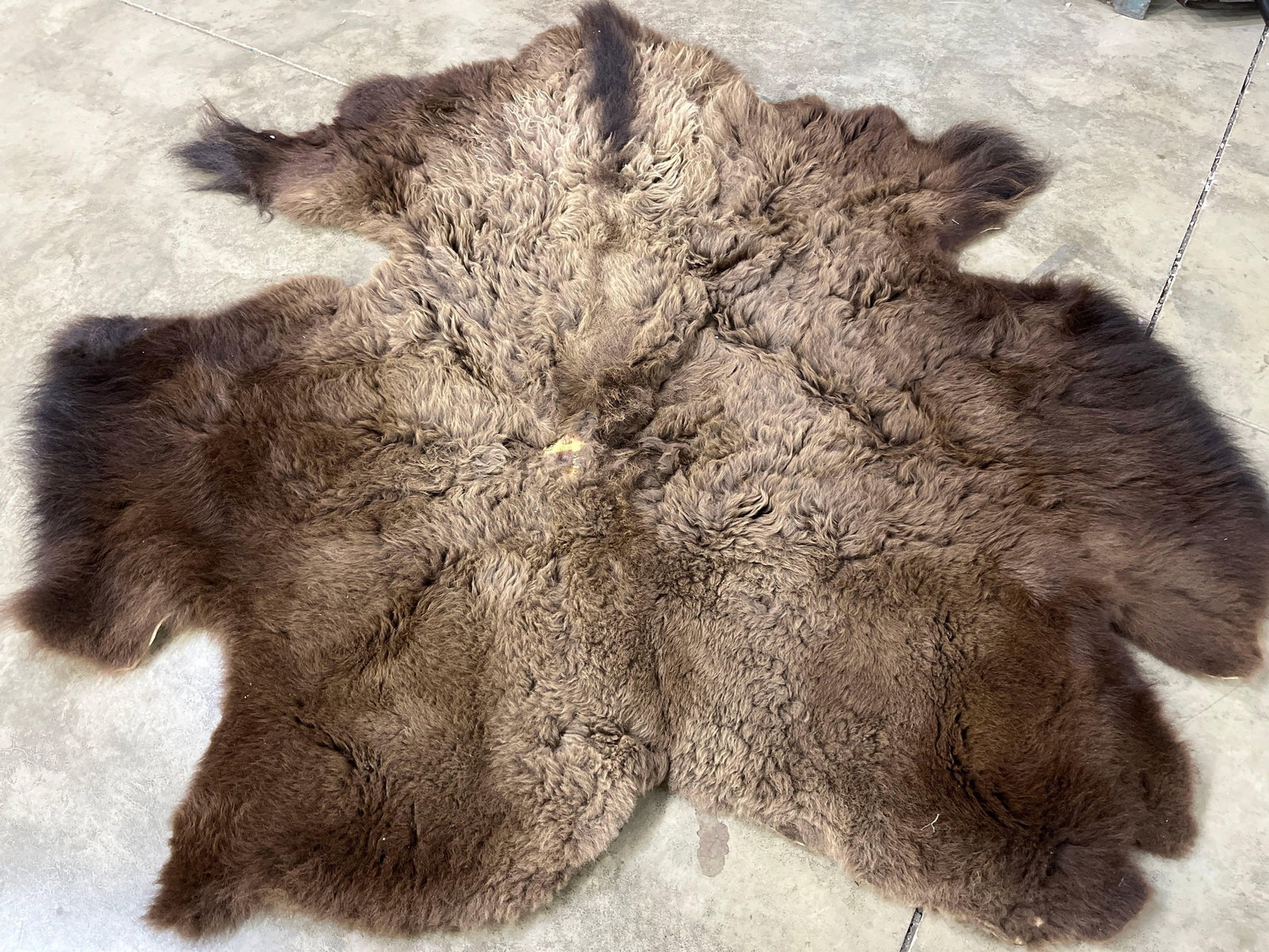 Soft Tanned Buffalo Hide: Nice clean condition with a small spot of thinning along center. Approx 84x84
