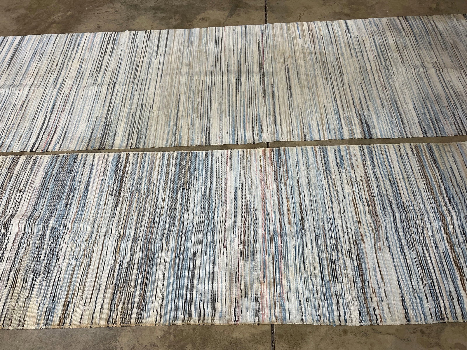 2- Woven Rugs: Two long runner rugs, .140x31 and 186 x36. Both are showing some staining but perhaps can be cleaned.?