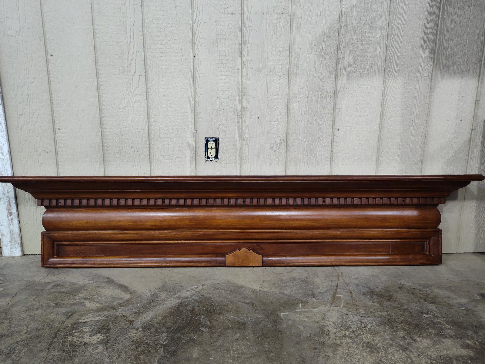 Beautiful Early Wall Mantle: 77in long 17in high shelf is 6.5in deep.