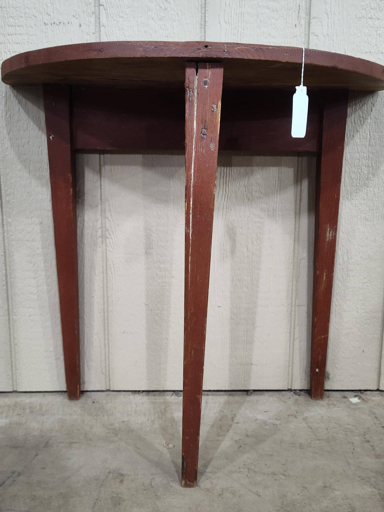 Primitive Red Painted Half Moon Table - 6