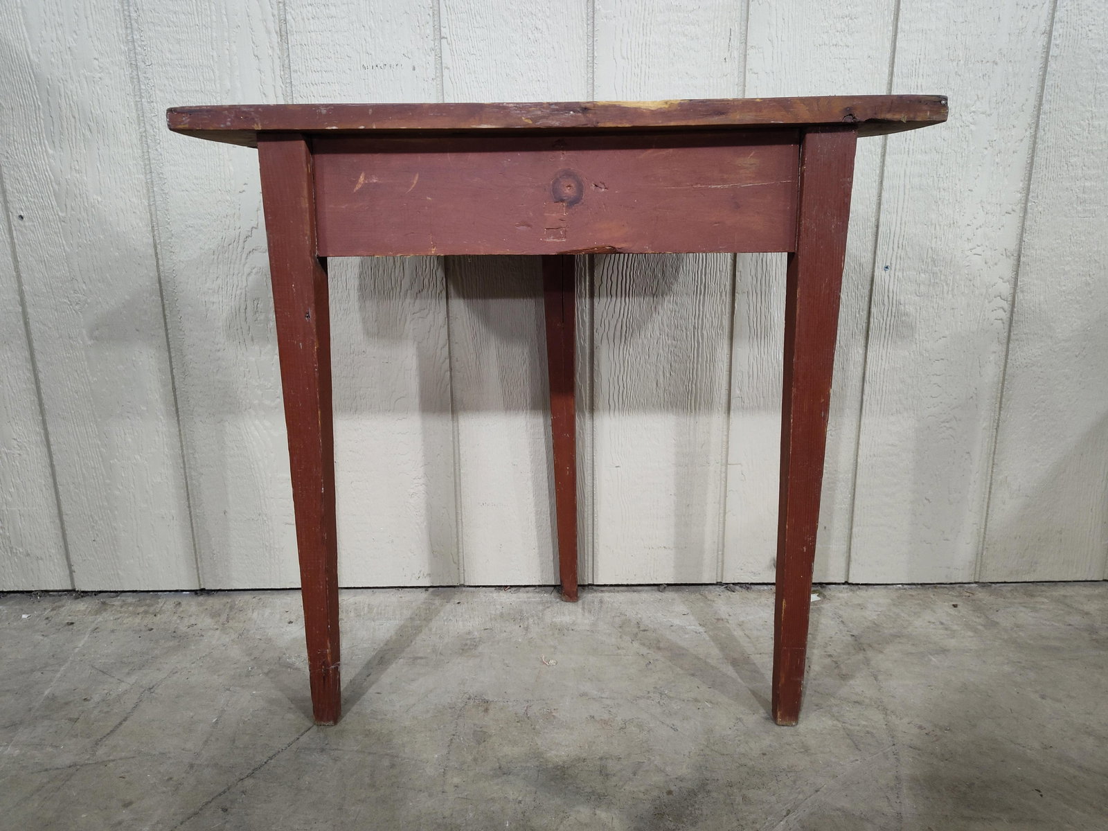 Primitive Red Painted Half Moon Table - 7
