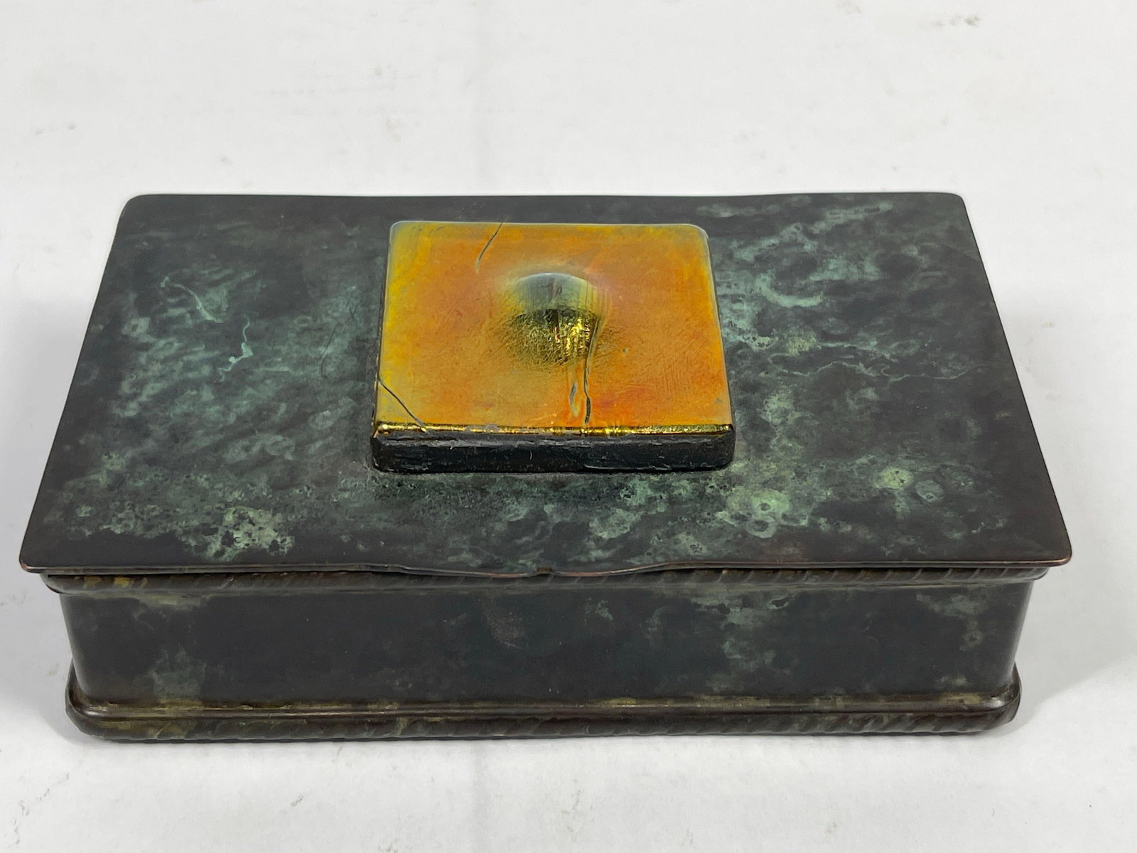 Louis C. Tiffany Furnace Box: Stamped 10804, 5.5x3.5 inches. 
