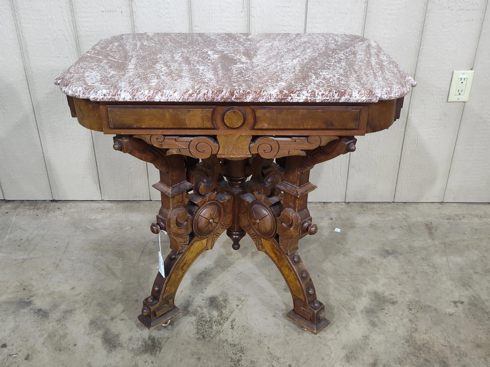 Ornate Victorian Parlor Table with Marble Top (1 of 10)