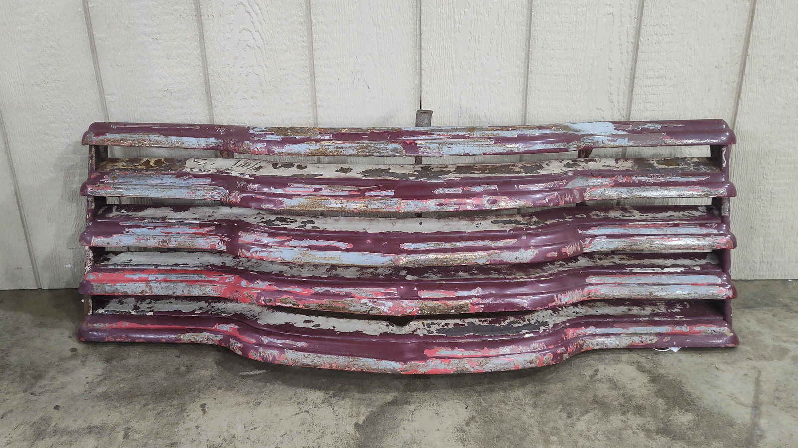 1940s-50s Chevy Truck Grille: Appears to be structurally sound, good enough to use or it would make a nice wall hanger! 16in x 48in.