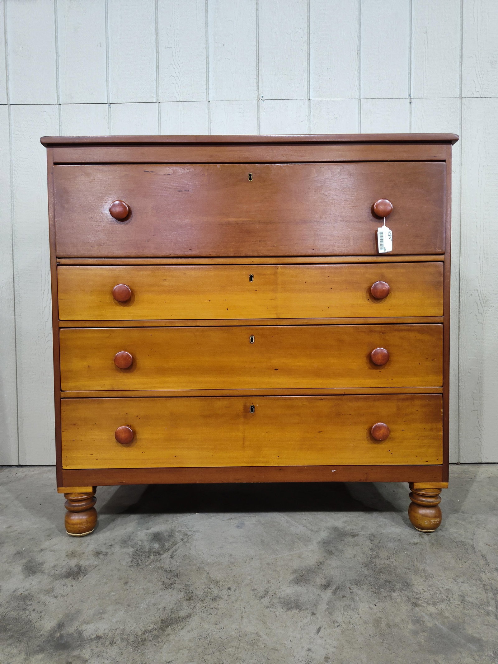 Beautiful 19TH C Cherry American Chest of Drawers: Clean early 4 drawer chest in great clean condition! 44.5in wide 20in deep 44in tall.