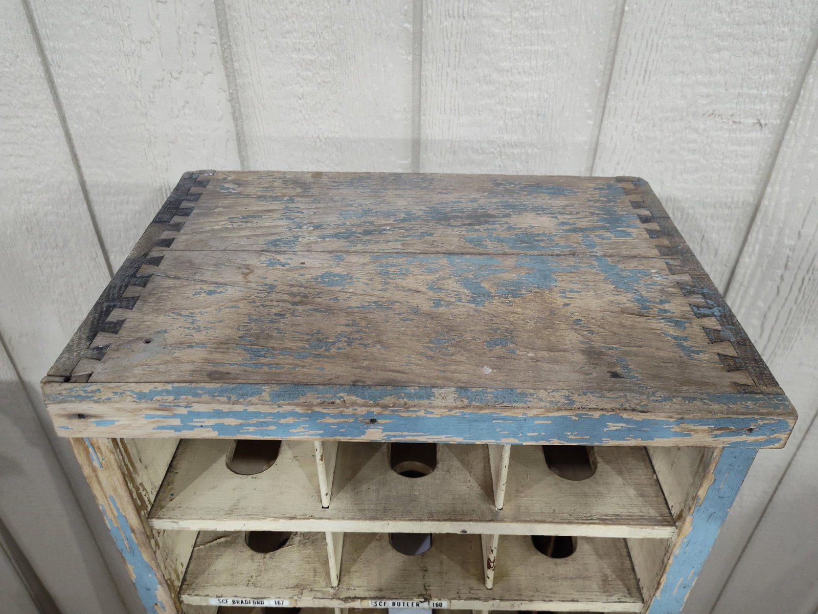 Primitive painted Dovetailed Postal Cabinet - 5