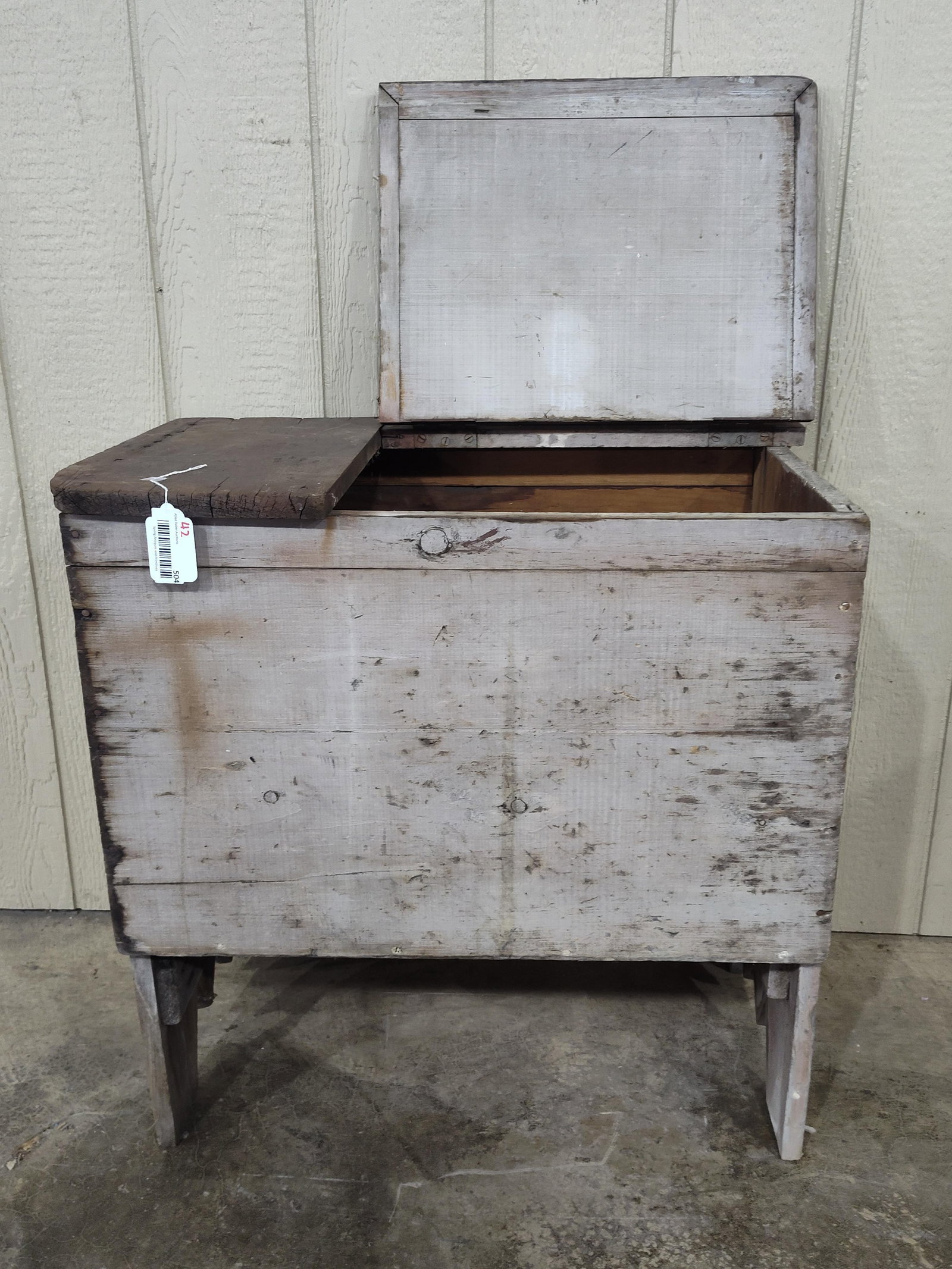 Early Sq Nailed Painted Suger/Flour Bin (1 of 7)