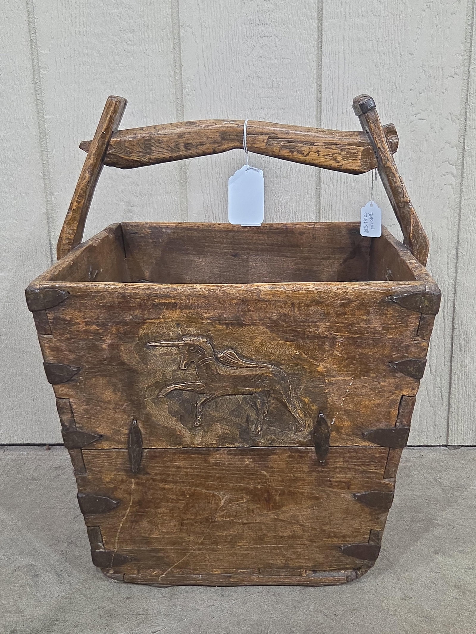 Primitive Rice/Grain Bucket: 16in x 16in 14.5in tall.