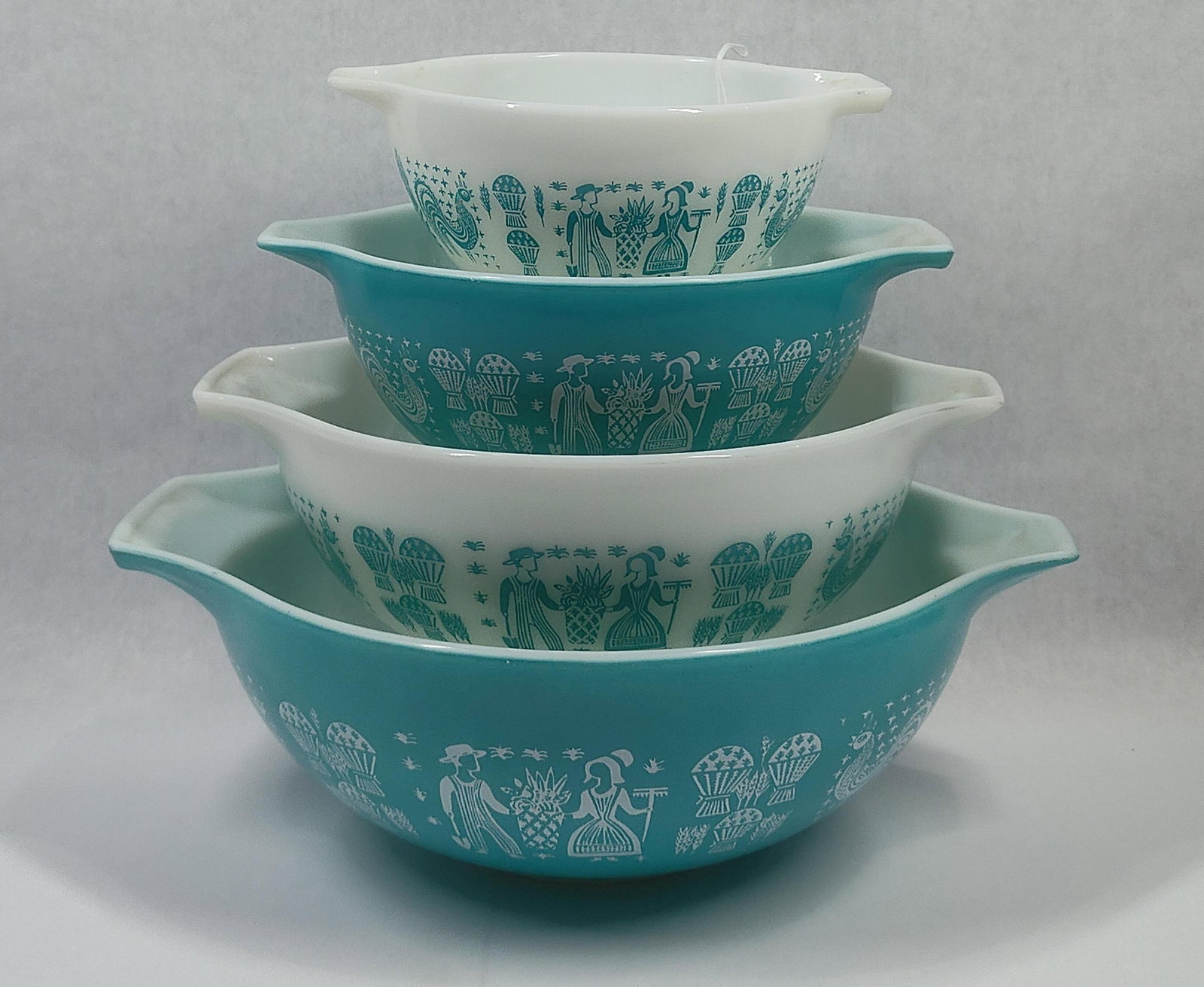 VTG Pyrex Amish Butterprint Cinderella Graduated Nesting Mixing Bowl Set Complete (1 of 9)
