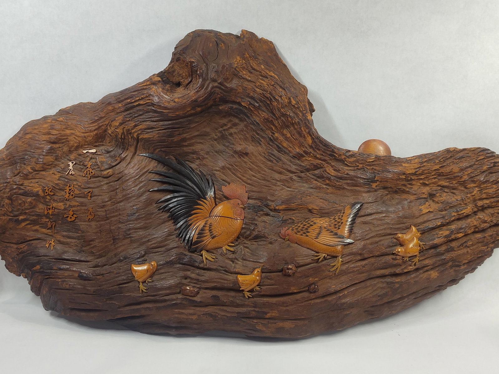 Driftwood Wall Art featuring Chicken Family: 19in high 36in wide.