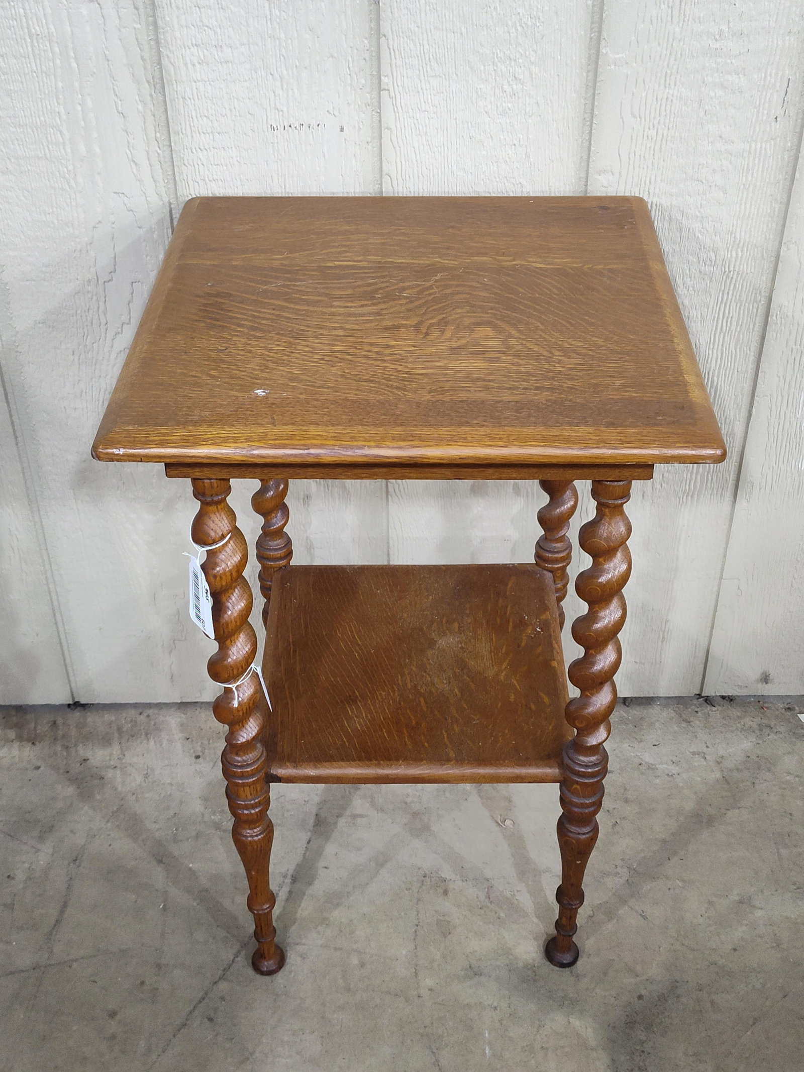 Antique English Oak Barley Twist Side Table (1 of 5)