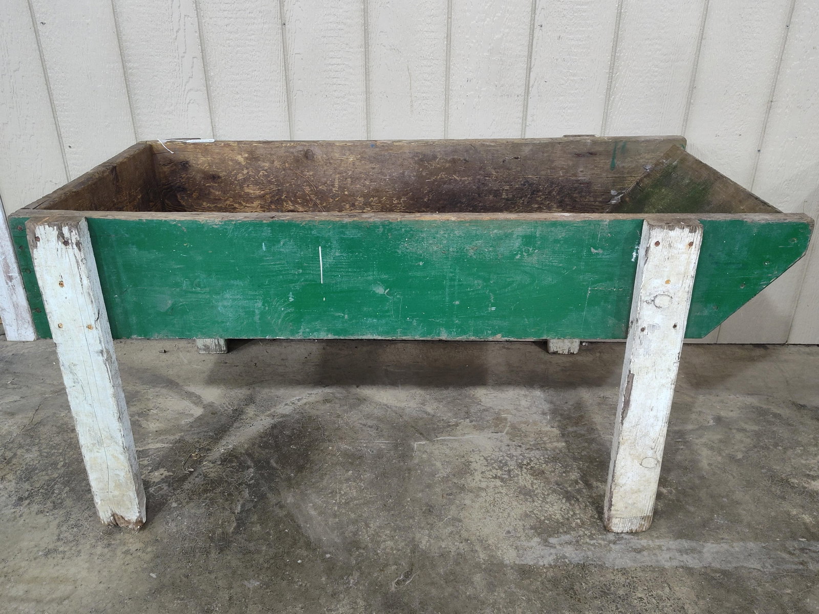 Primitive Painted Trough: 55in long 29in wide.