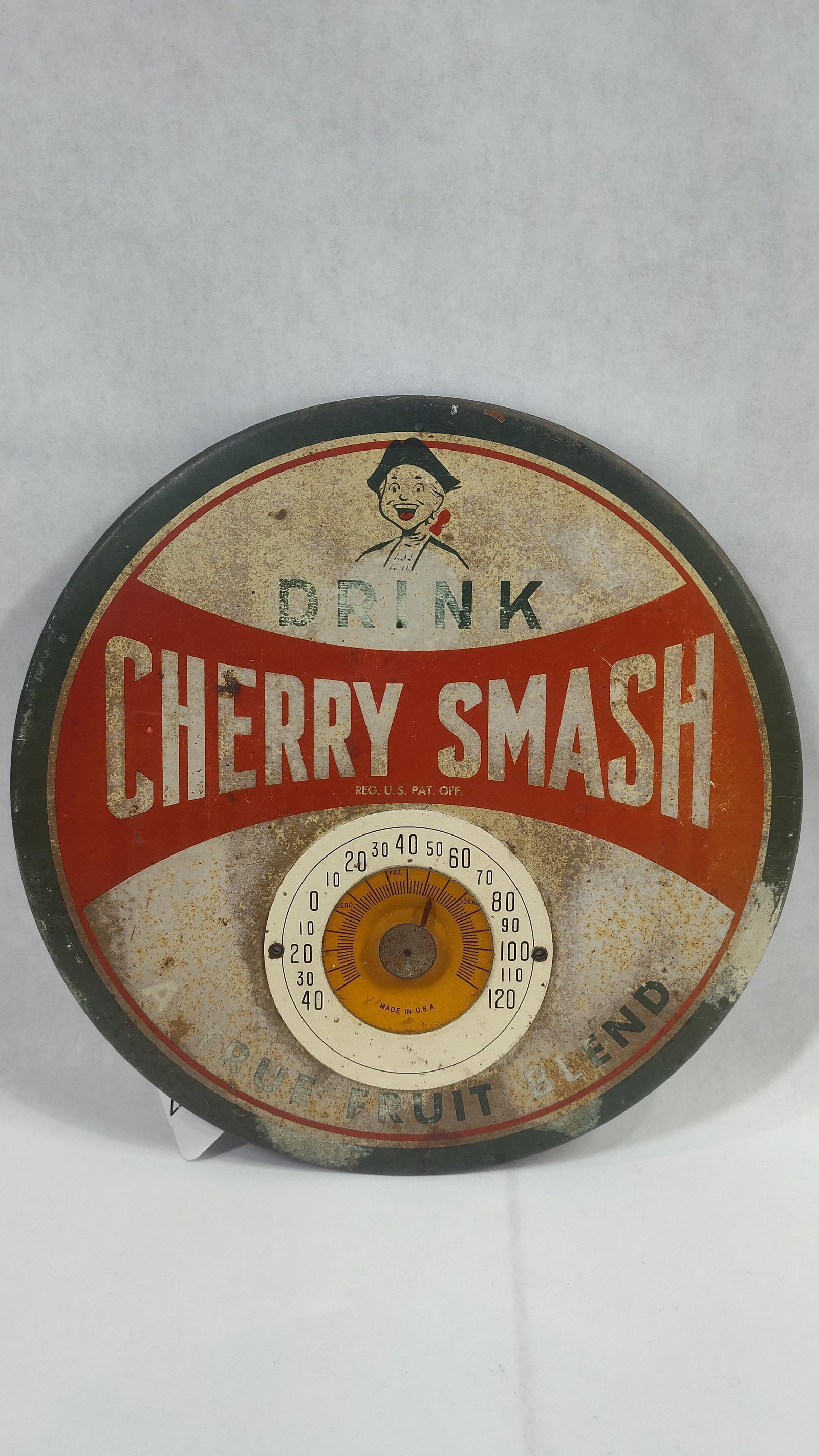 Cherry Smash Thermometer: Works great. 9 inches in diameter. 