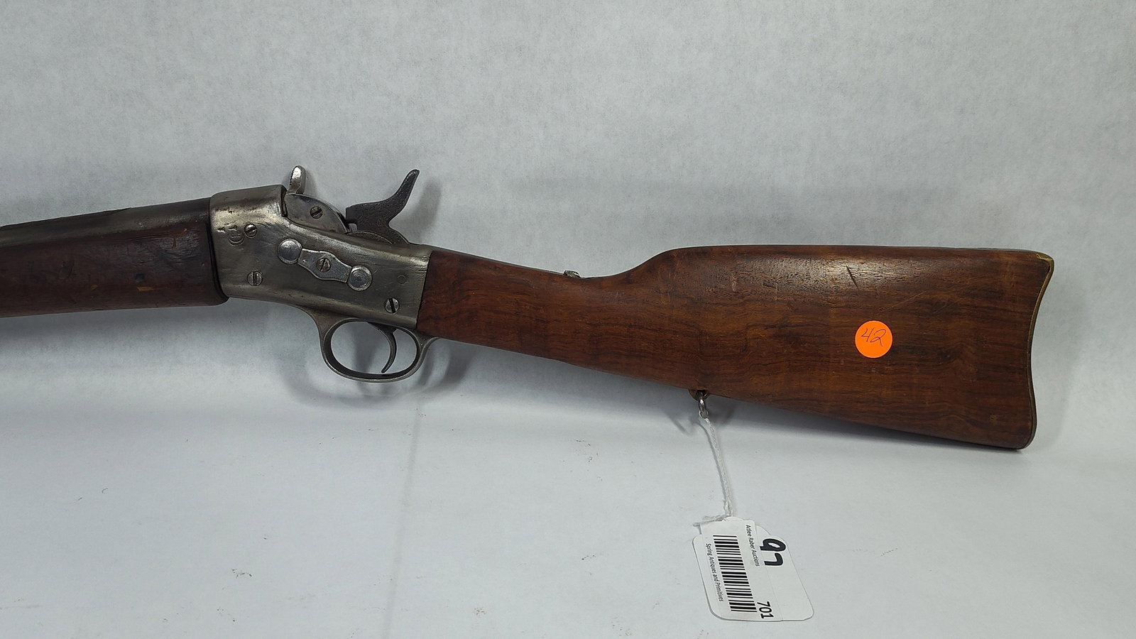 Black Powder Rifle Wall Hanger: Some foreign writing is found, with a LP and moon logo near trigger. 49 inches long