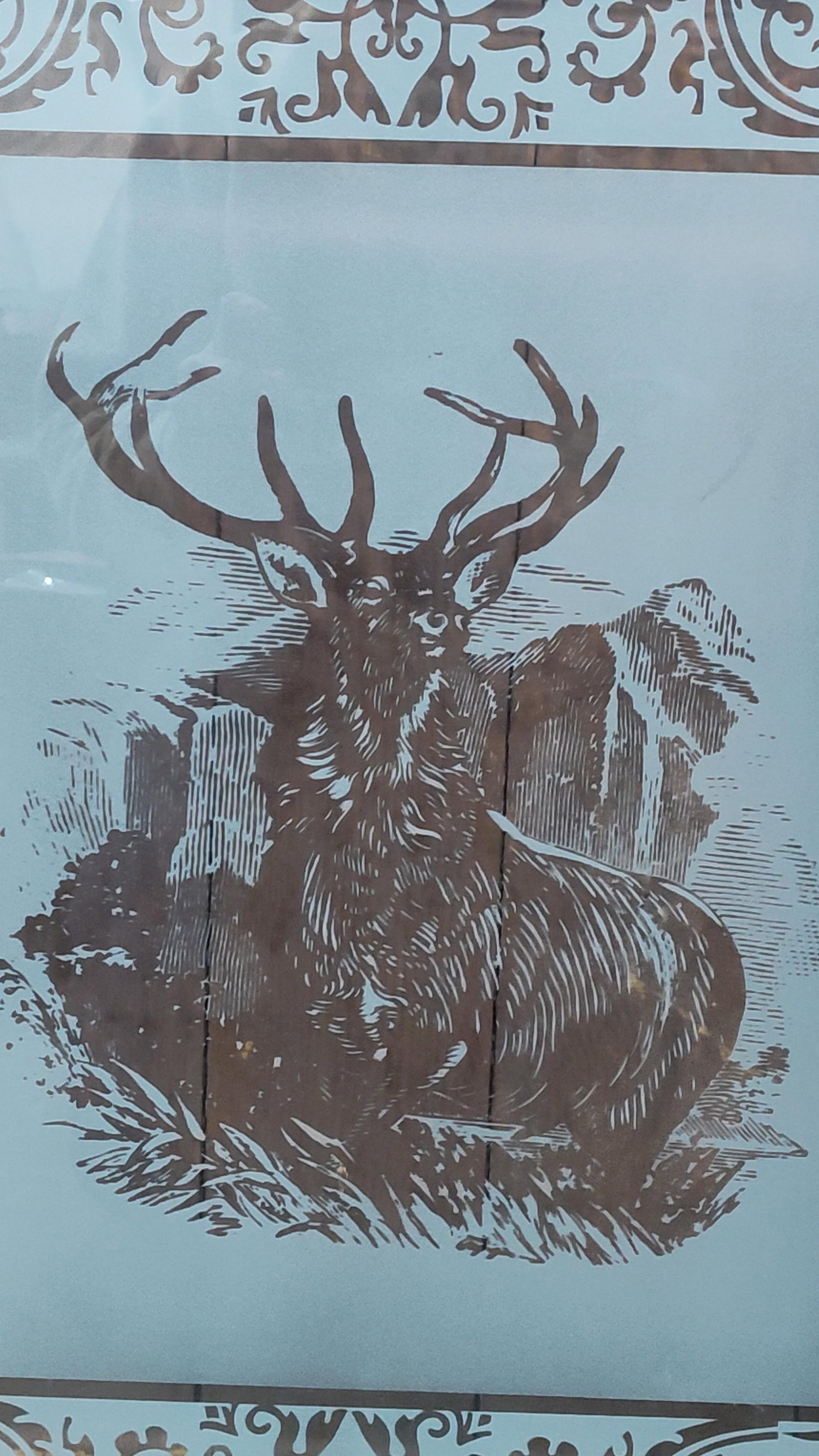 Acid Etched "Stag" scene window - 2