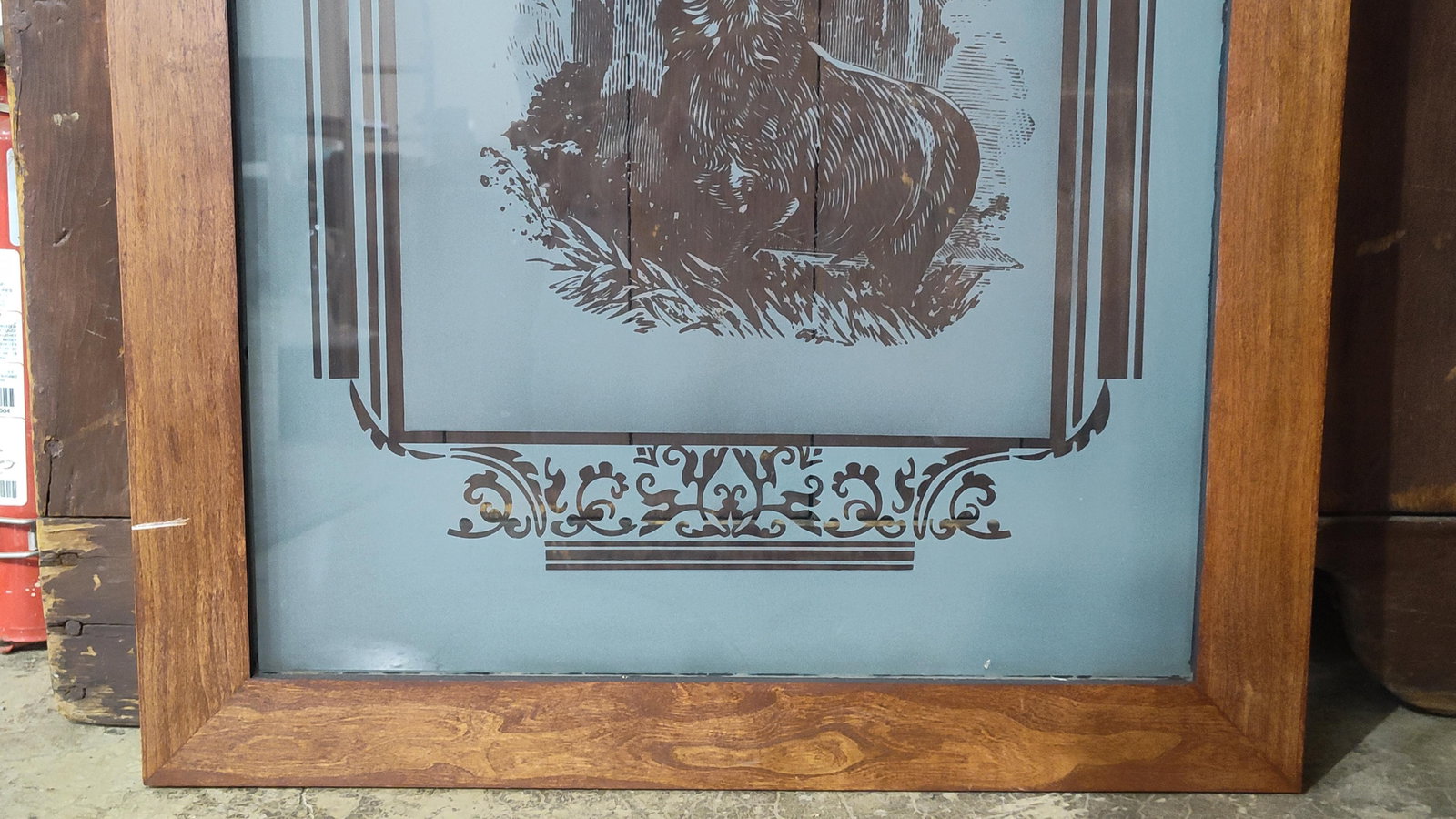 Acid Etched "Stag" scene window - 3
