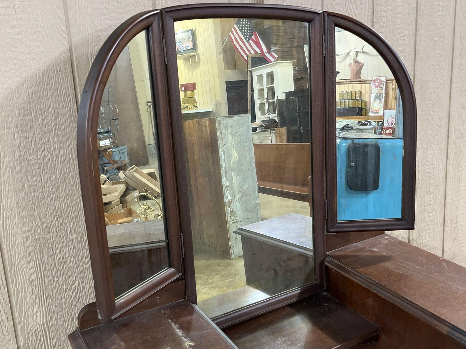 Two Piece Folding Mirror Vanity - 2