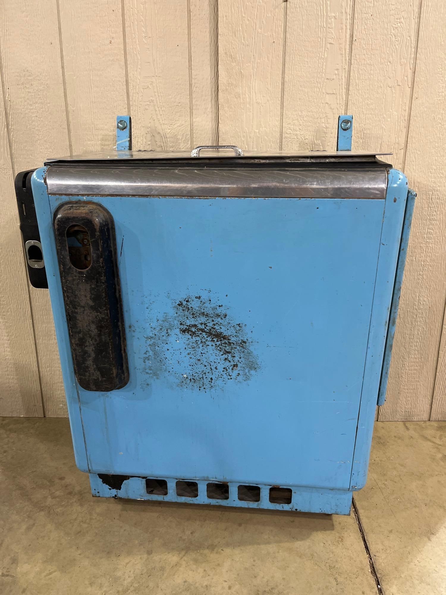 Baby Blue 1930s Soda Cooler: This was not tested but appears to be in good condition. 32x18x39