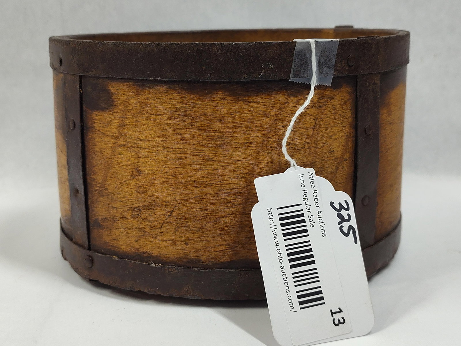 Antique Industrial Bentwood Wooden Measure with Riveted Iron Reinforcement (1 of 3)