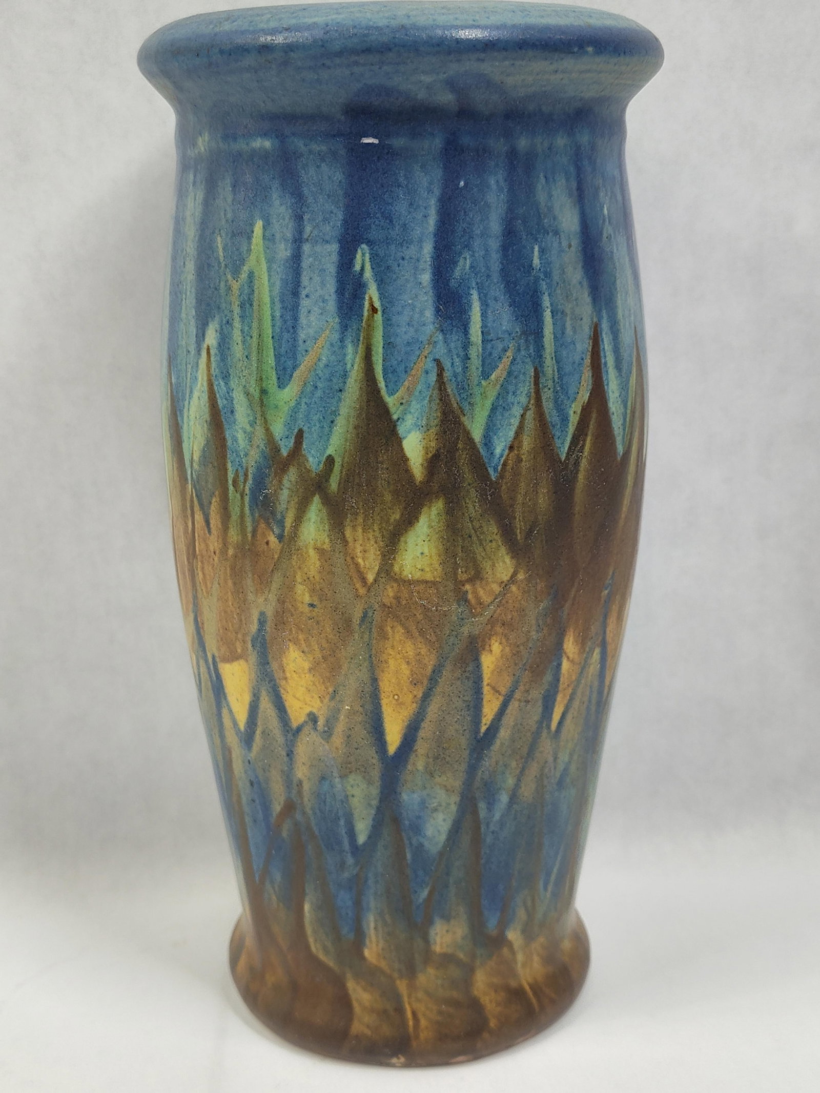 Arts and Crafts Style Art Pottery Earthenware Vase with Flame Pattern (1 of 5)