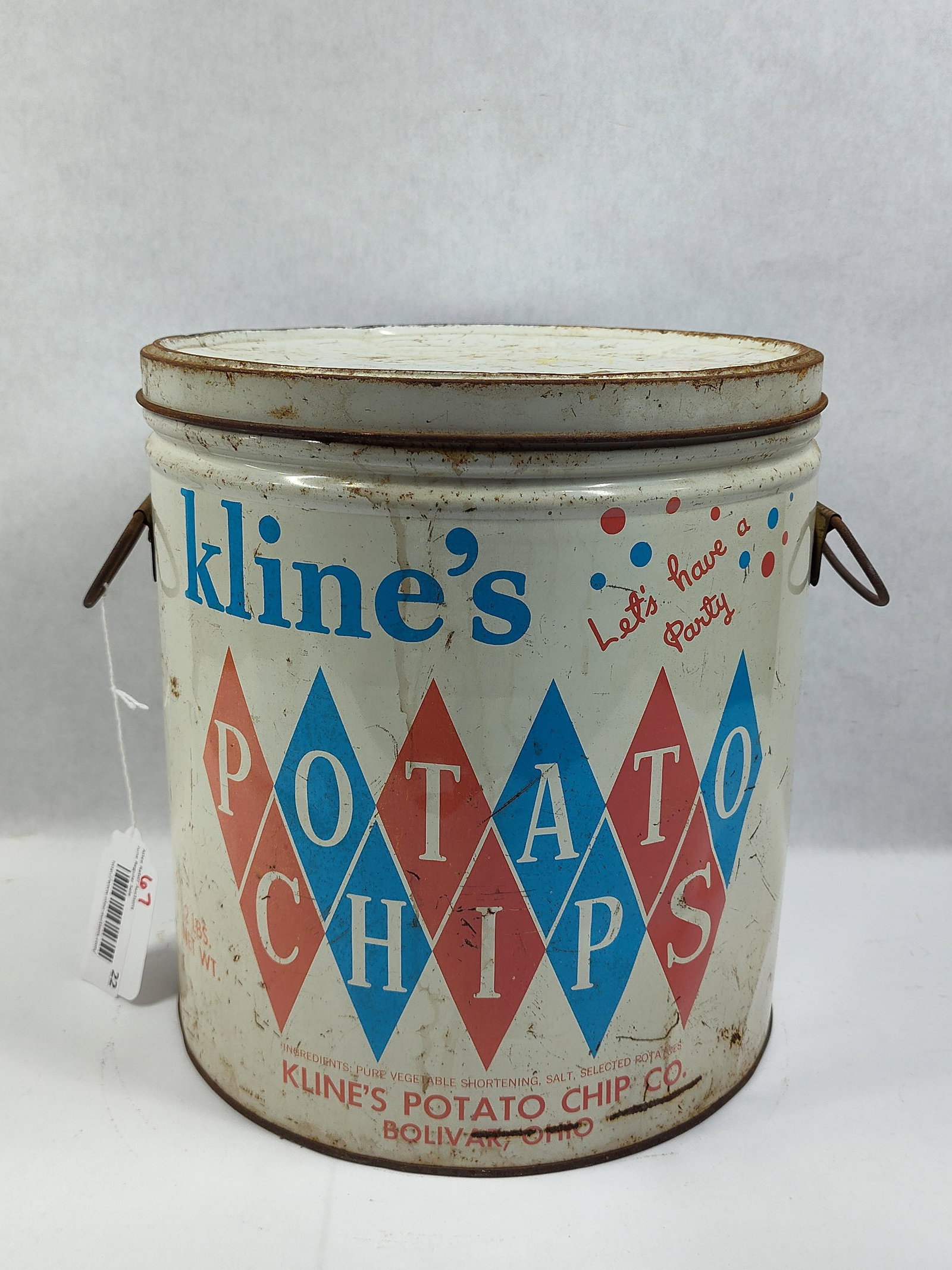 Kline's Potato Chip Co. Lithographed Tin Canister Bolivar Ohio (1 of 5)