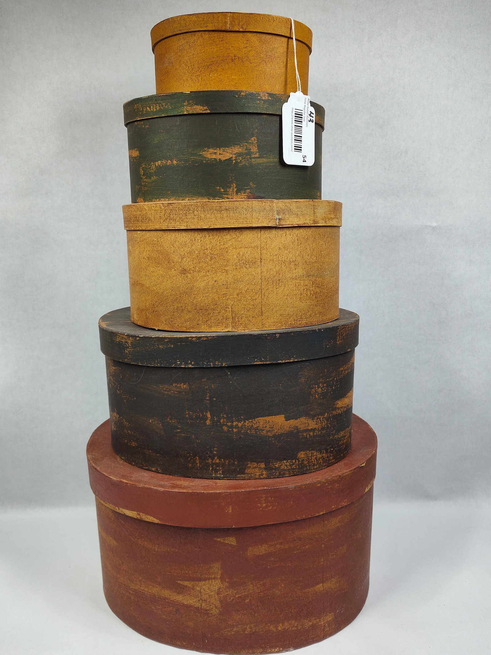A Set of Graduated Oval Lidded Pantry Boxes in the Shaker Style (1 of 11)