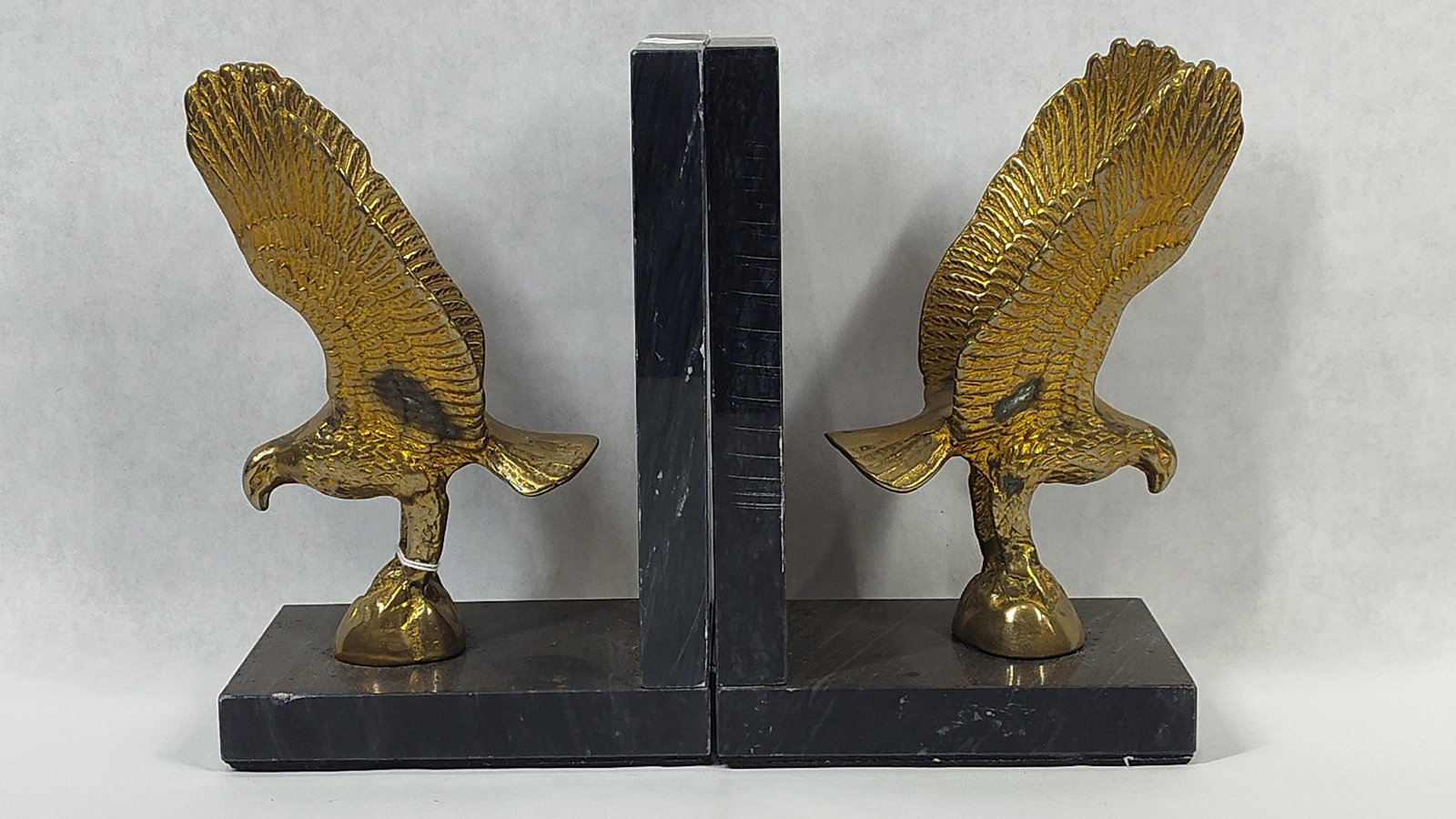 A Pair ofBrass Eagle and Marble Bookends (1 of 4)