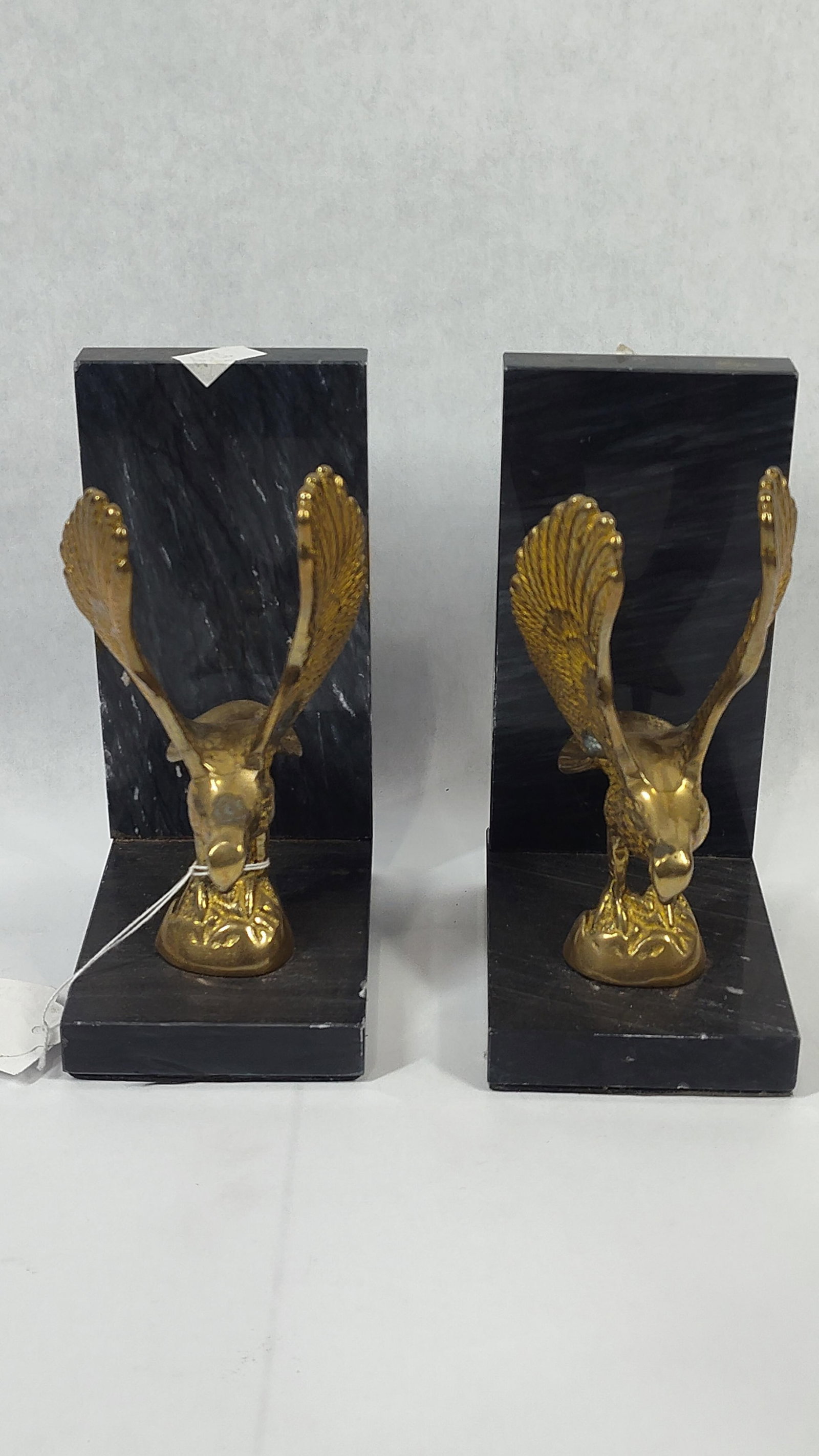 A Pair ofBrass Eagle and Marble Bookends - 3