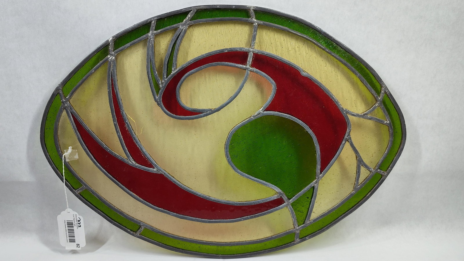 Contemporary Oval Leaded Stained Glass Abstract Panel (1 of 3)