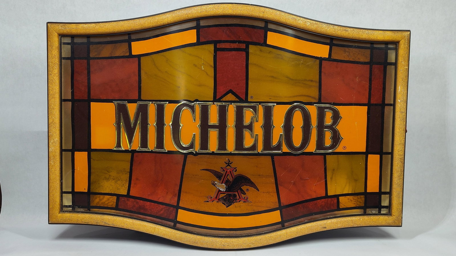 Michelob Stained Glass Style Plastic Light-Up Beer Sign, 1988 (1 of 4)