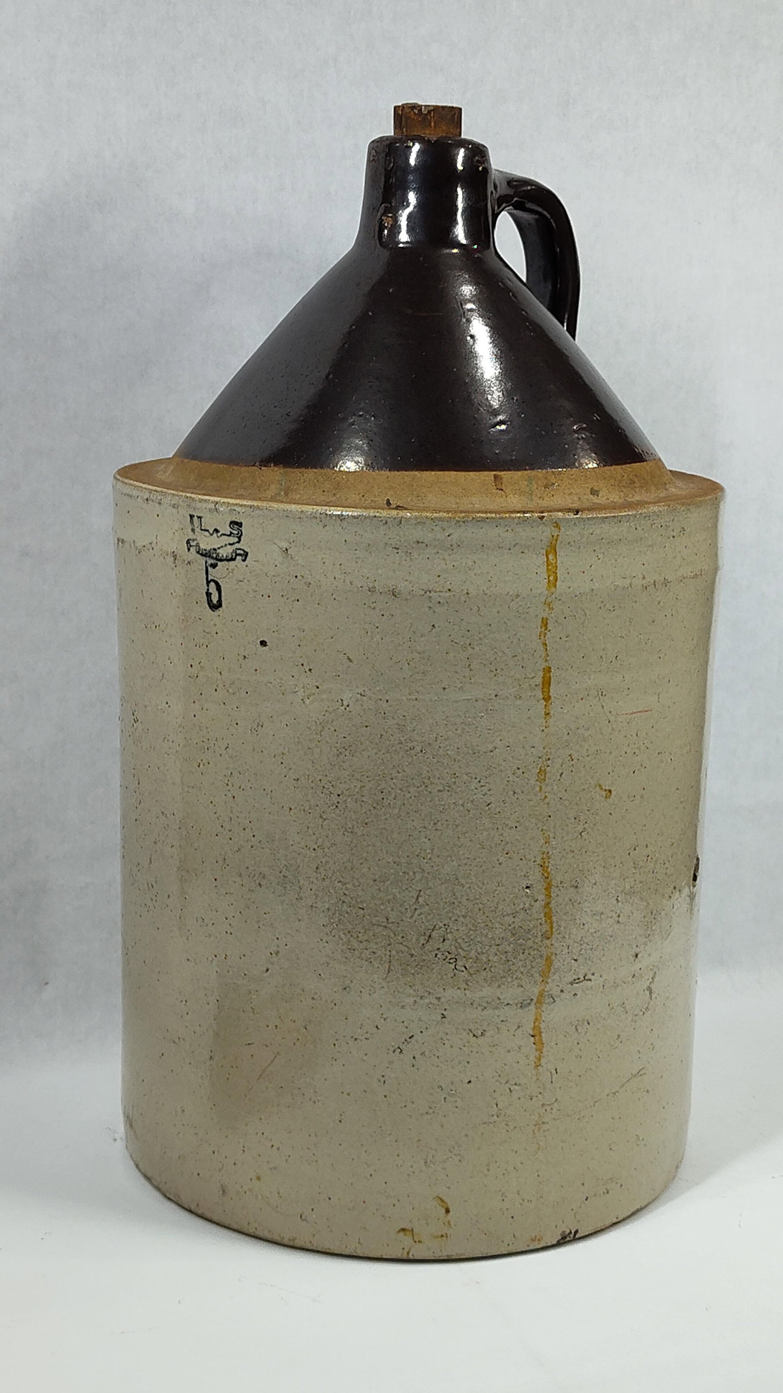 American Five-Gallon Two-Tone Stoneware Shoulder Jug with Stamped Mark (1 of 6)