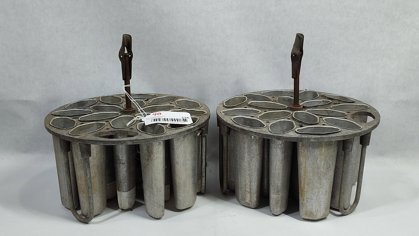 A Pair ofIndustrial Cast Aluminum Popsicle or Ice Cream Mold Racks (1 of 3)