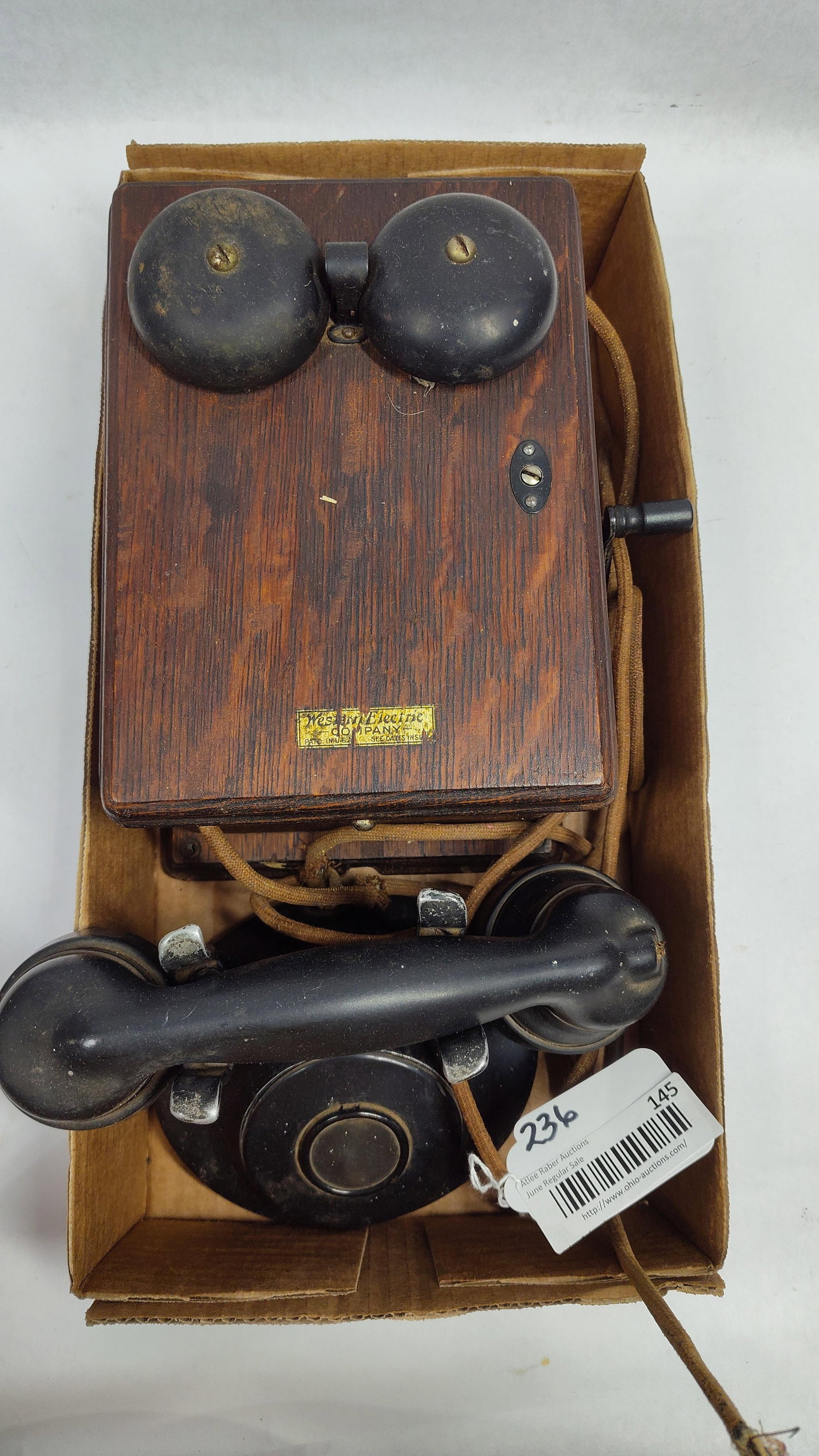 Antique Western Electric Magneto Ringer Box and Desk Set Telephone (1 of 4)