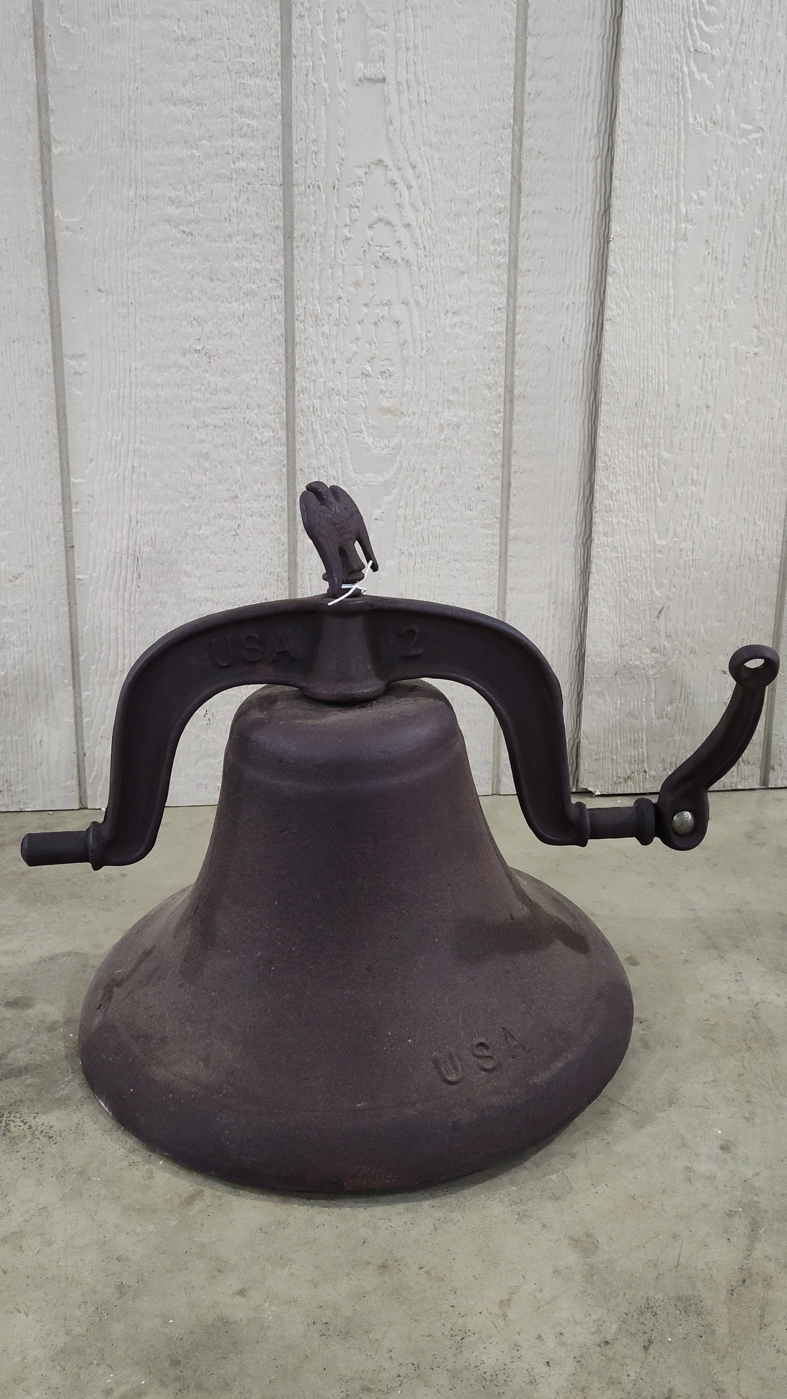 Antique No. 2 Cast Iron Farm Bell with Eagle Finial and Mounting Yoke (1 of 5)