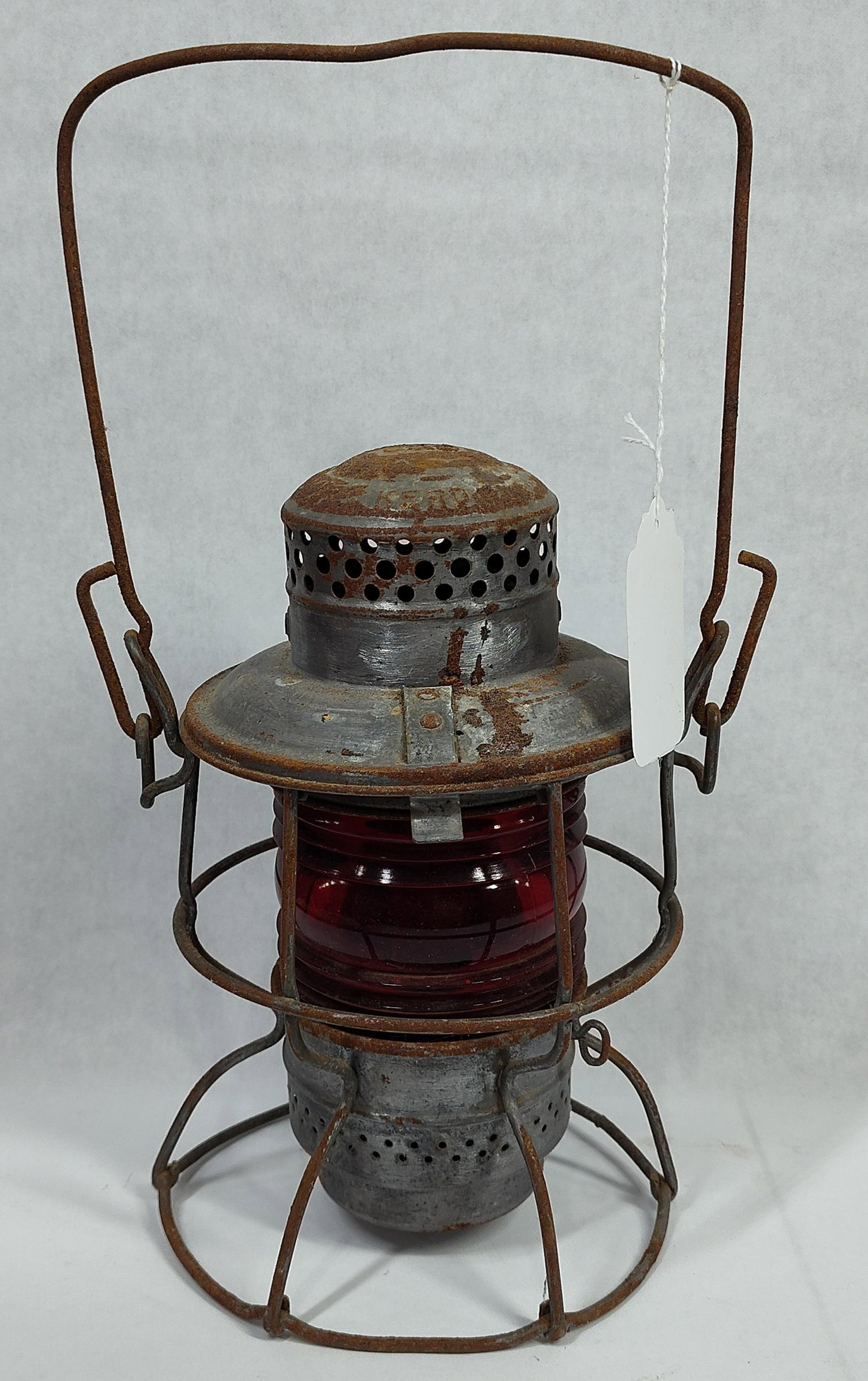 Adlake Kero C & O Railway Railroad Lantern with Red Fresnel Globe (1 of 3)