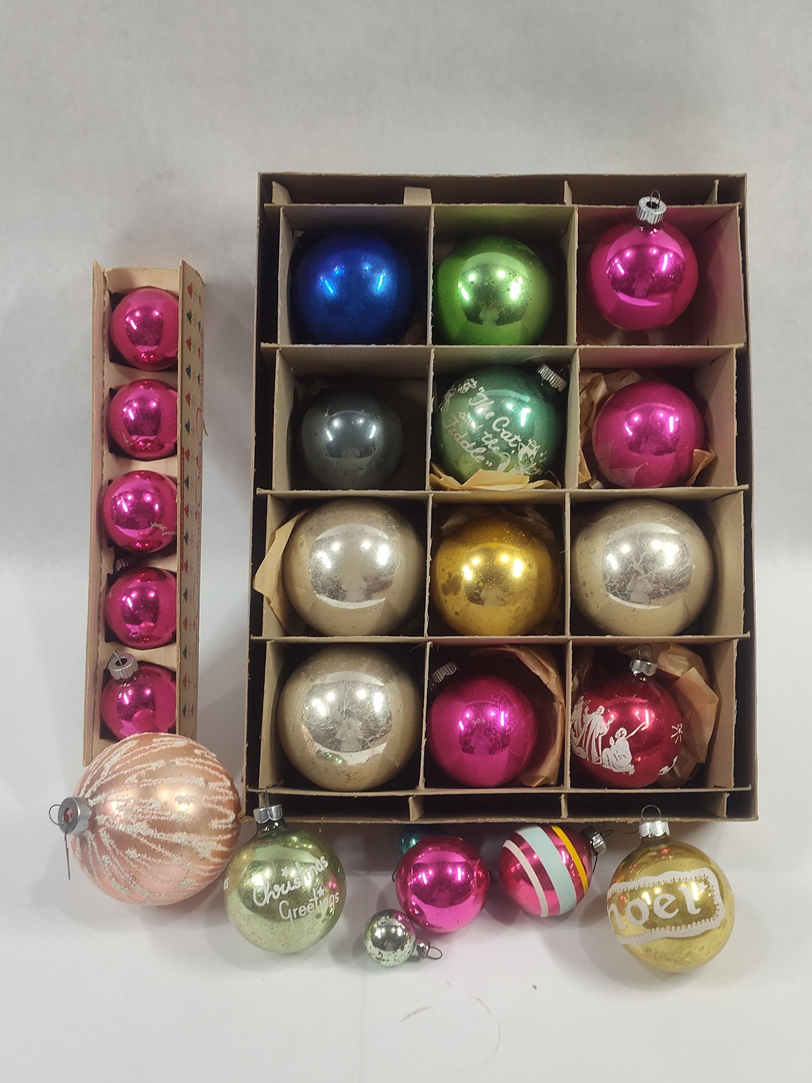 Mid-Century Mercury Glass Christmas Ornaments Attributed to Shiny Brite (1 of 5)